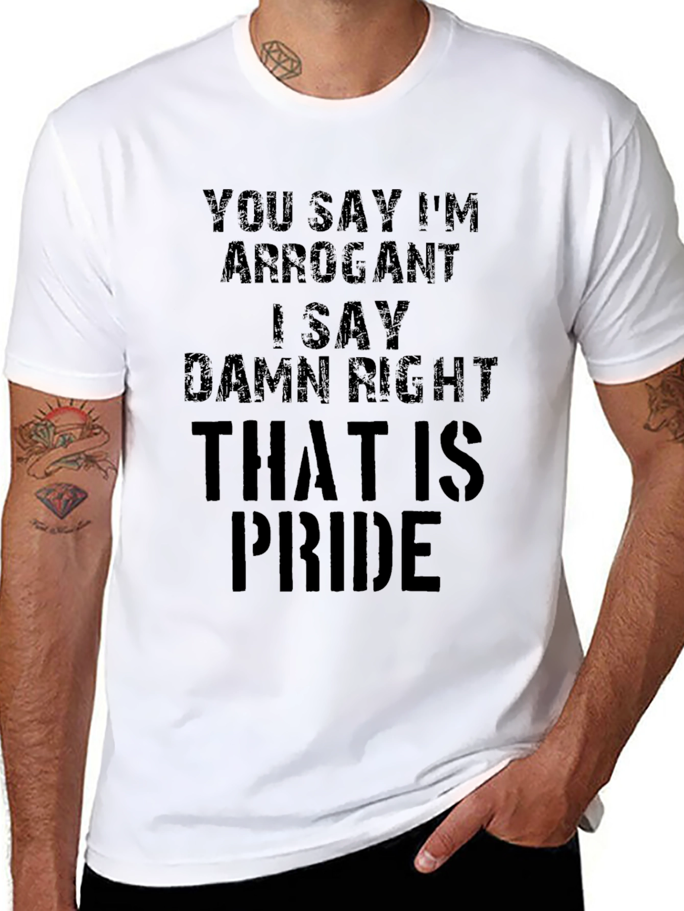 Black Arrogant Pride Men's Black T-Shirt view 8
