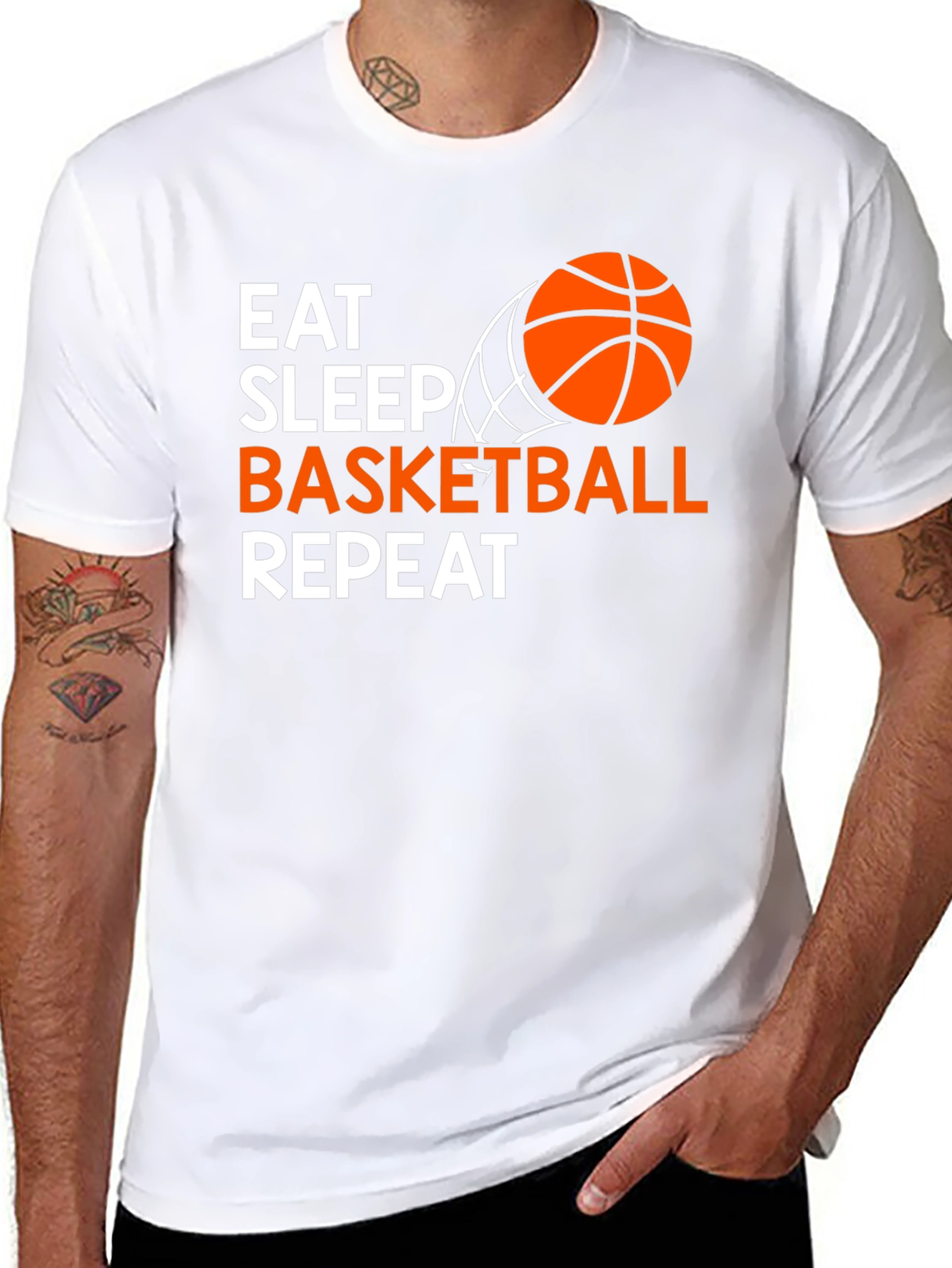 Black Eat Sleep Basketball Repeat T-Shirt view 8