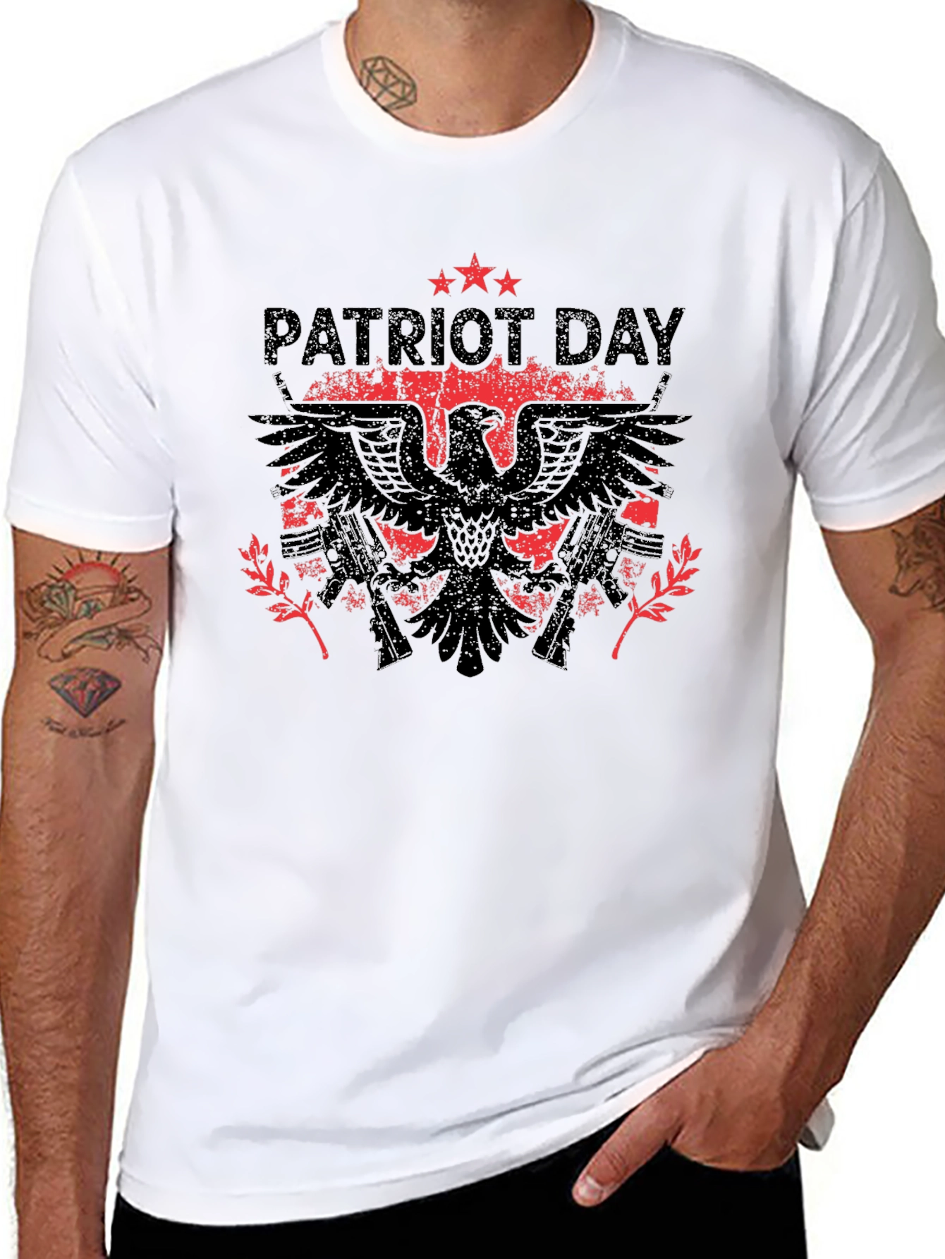 Black Patriot Day Eagle Graphic Black T-Shirt view 8