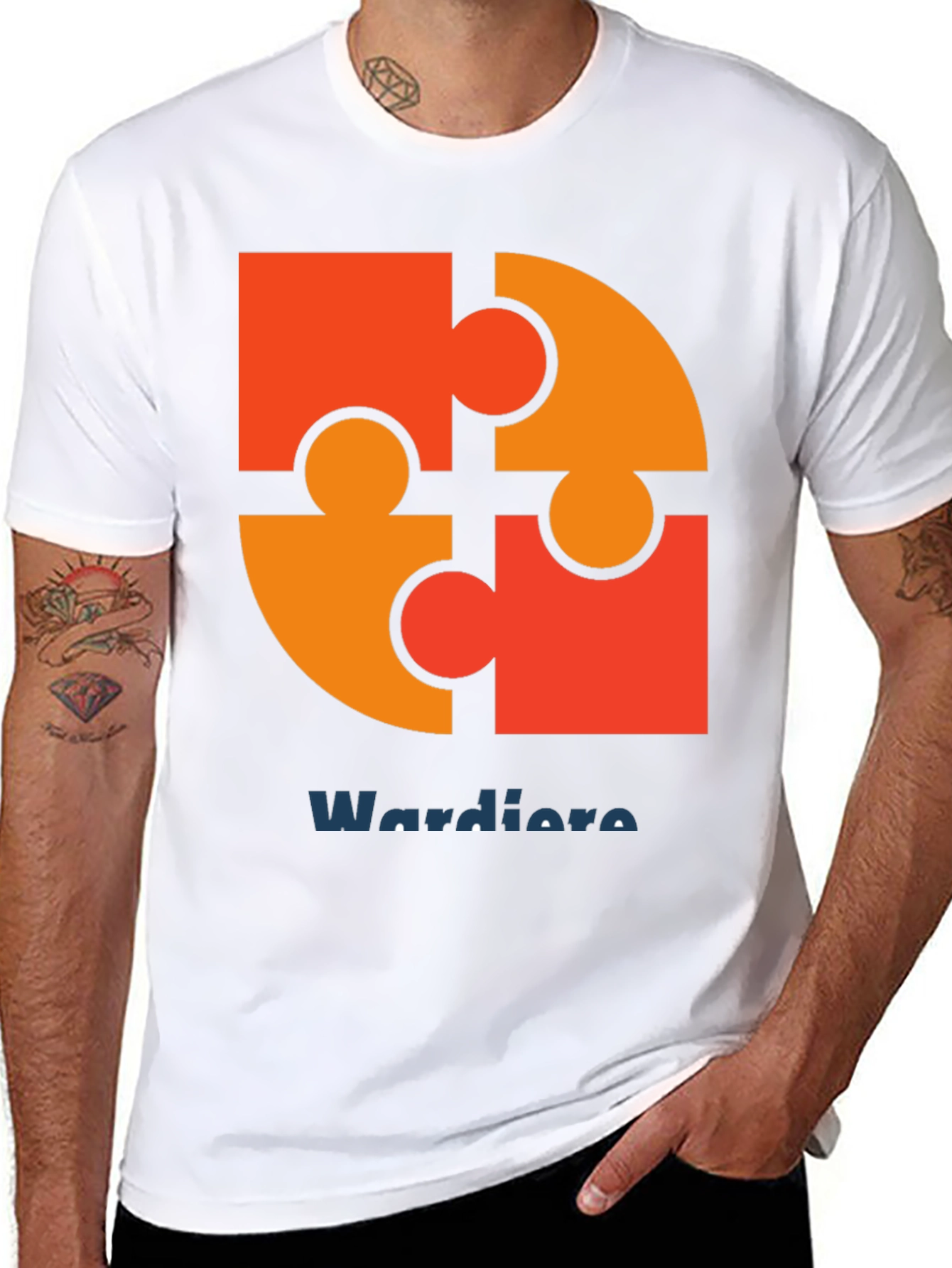 Black Puzzle Piece Graphic Tee - Wardiore Printed T-Shirt view 8