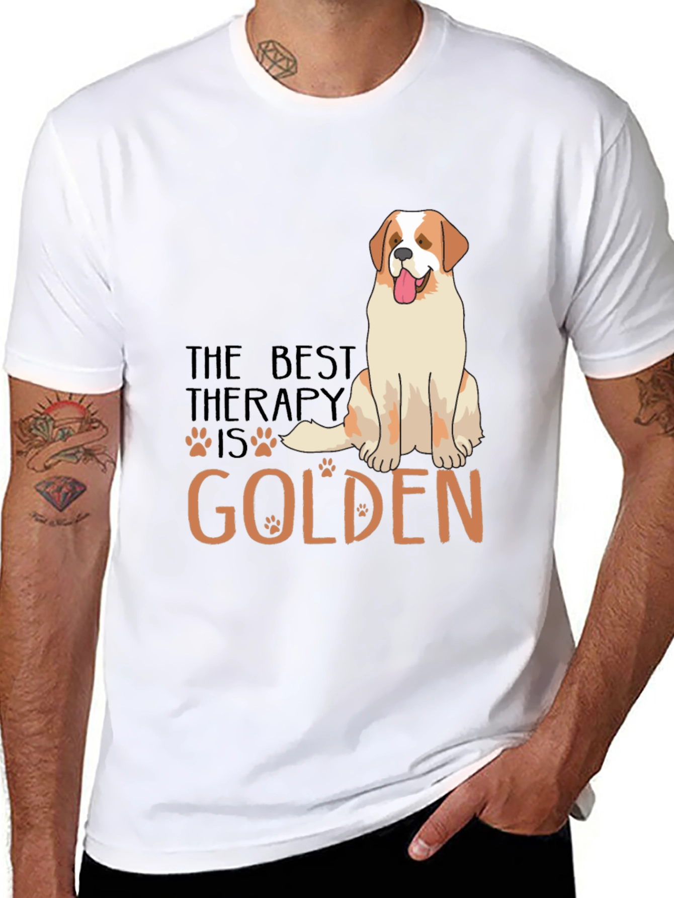 Black Golden Therapy Dog Graphic T-Shirt view 8