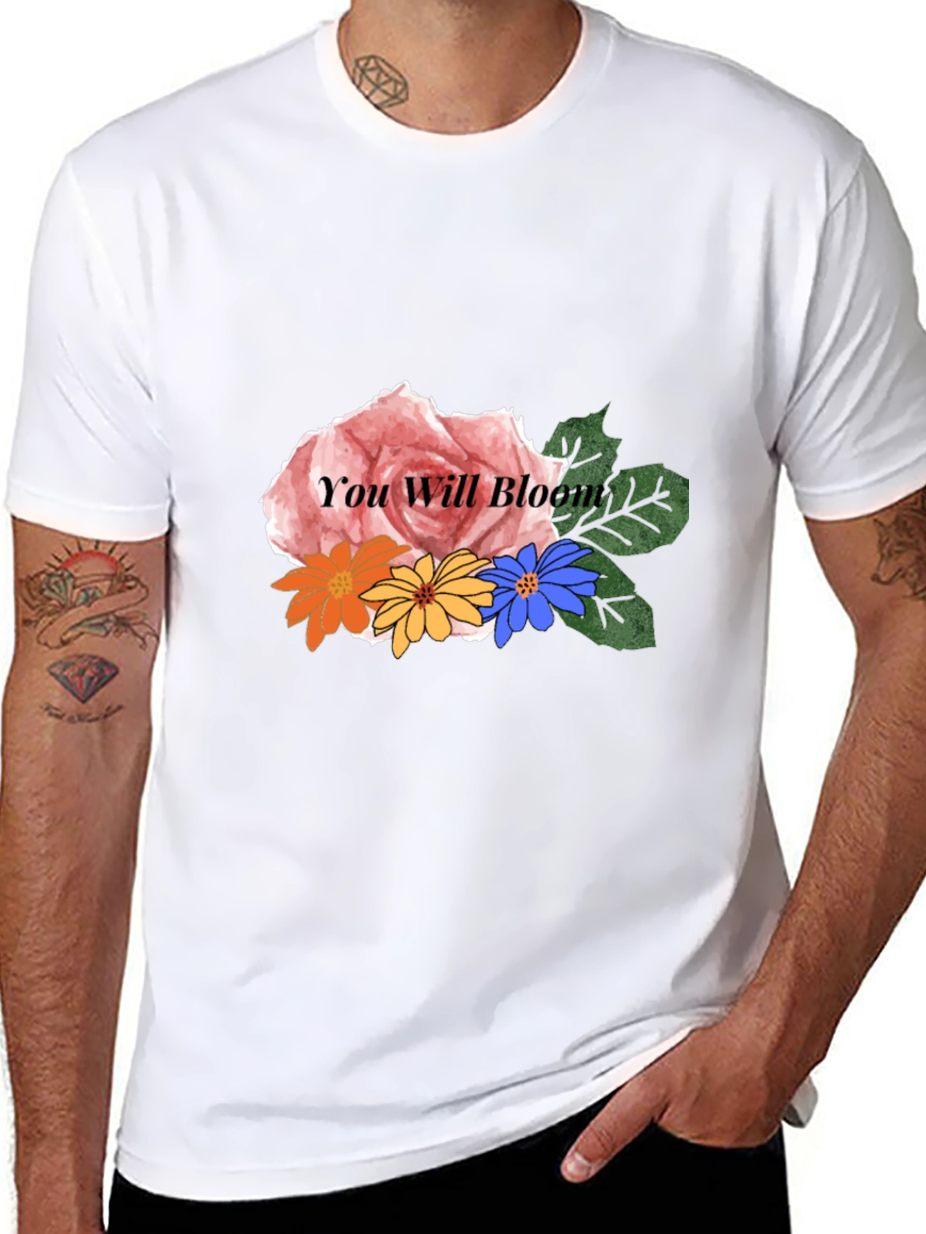 Black Floral 'You Will Bloom' Graphic Black T-Shirt view 8