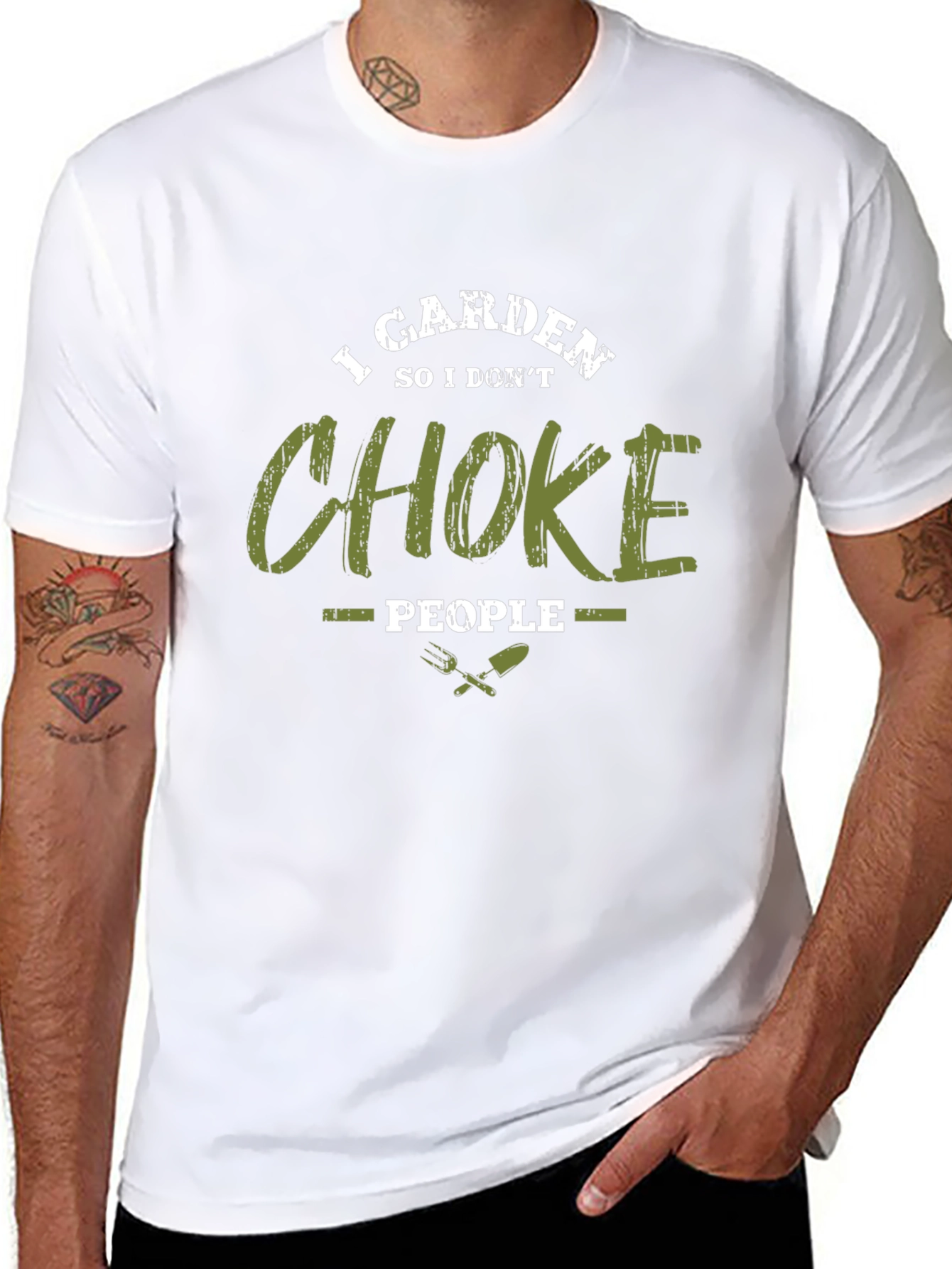 Black Funny Gardening T-Shirt - I Garden So I Don't Choke People view 8