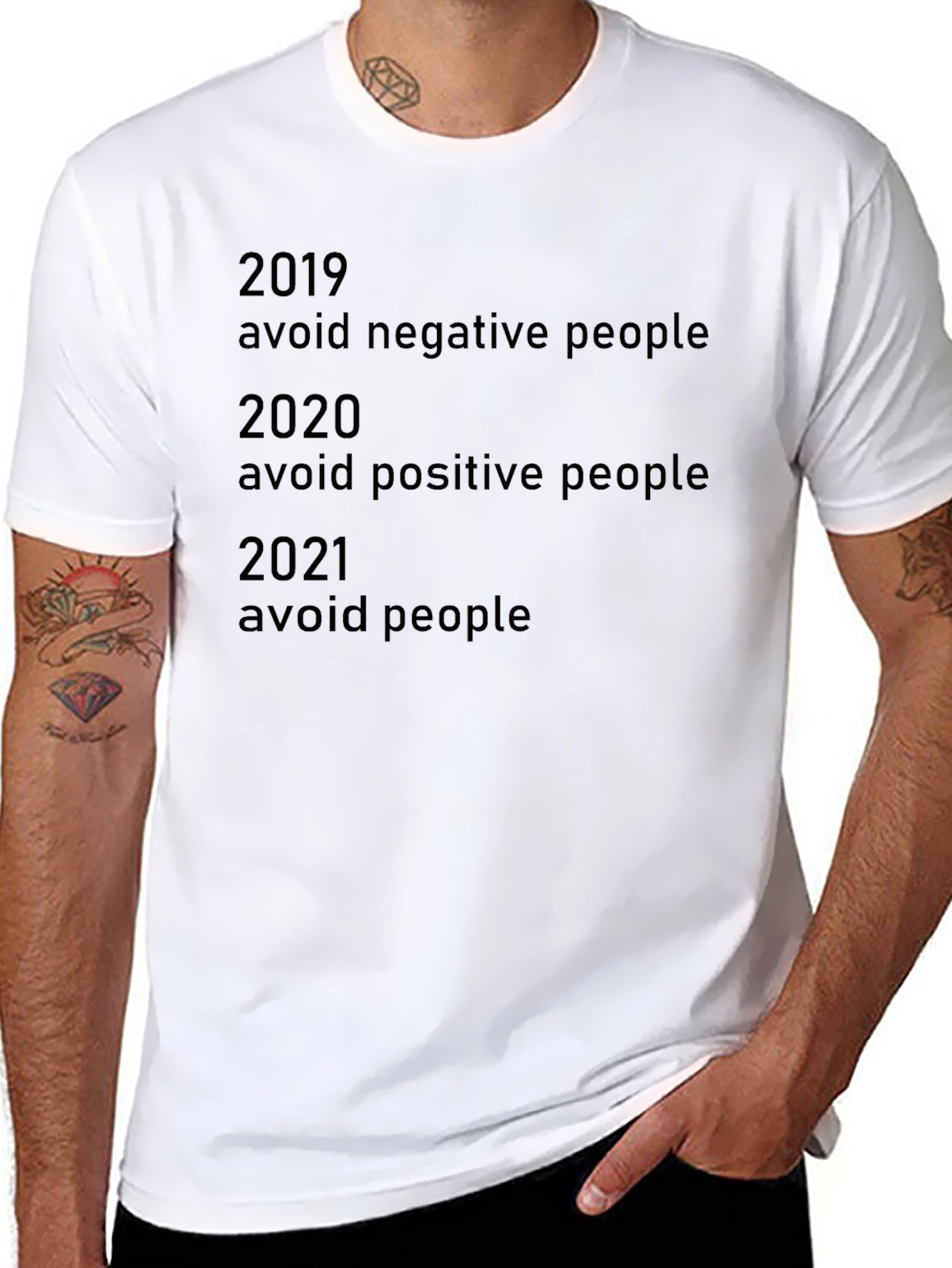 Black Avoid People T-Shirt Funny Slogan Tee view 8