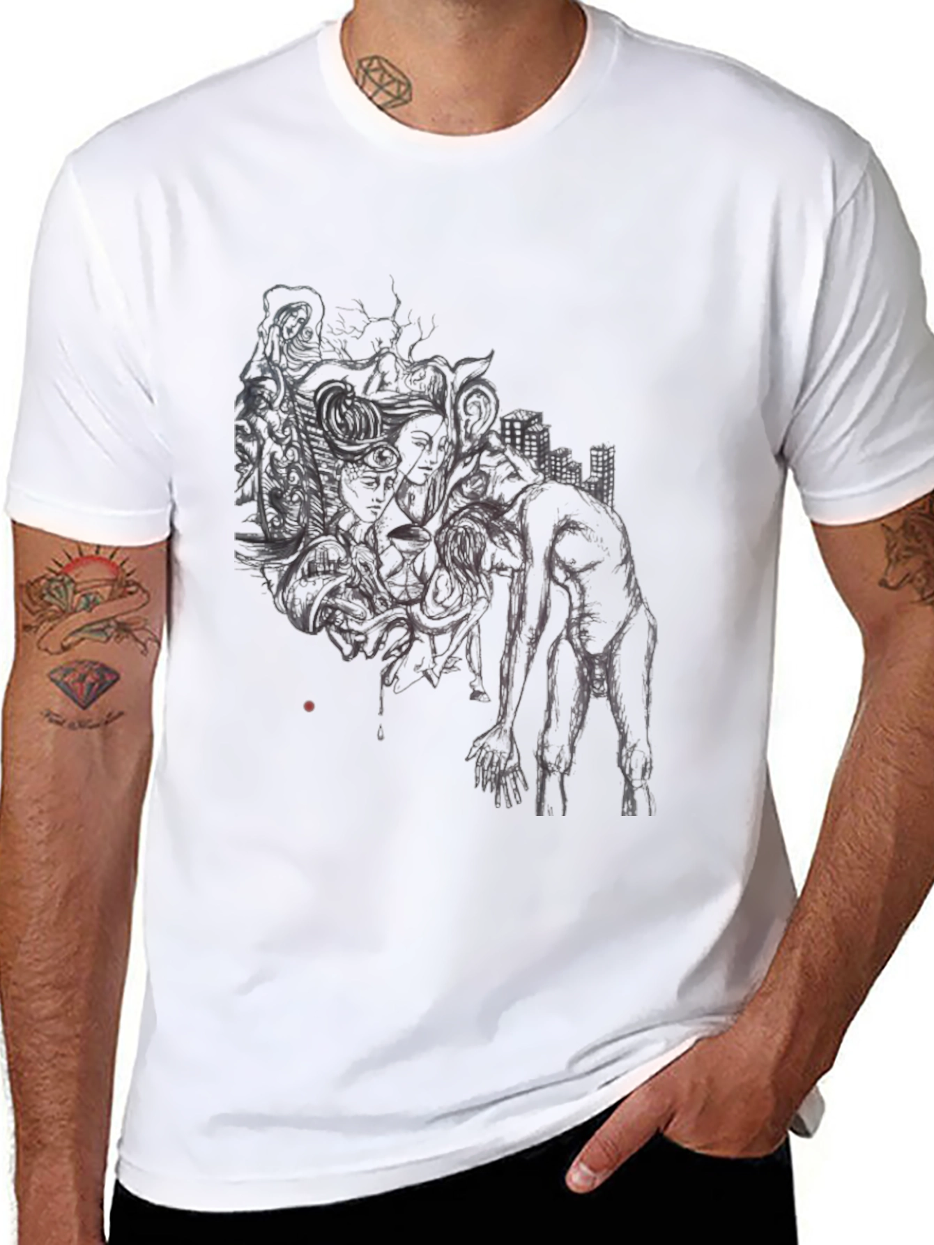 Black Unique Graphic Print Black T-Shirt view 8