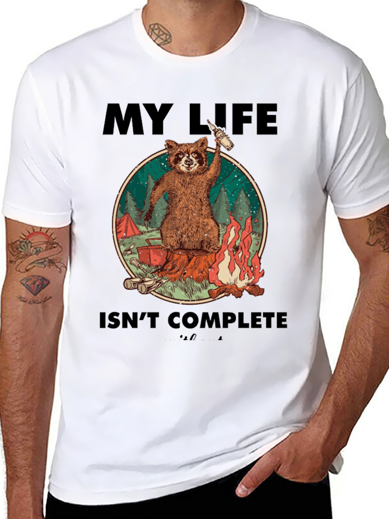 Black Raccoon Camping Graphic Tee - My Life Isn't Complete view 8