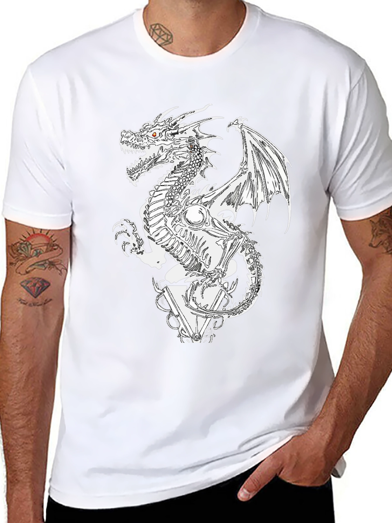 Black Dragon Skeleton Graphic Tee - Black view 8