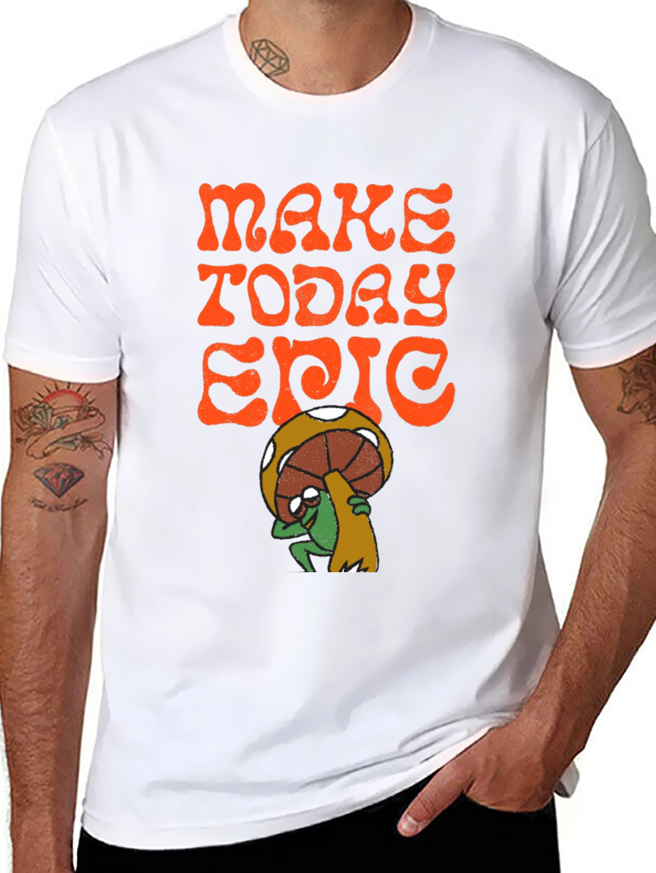 Black Make Today Epic T-Shirt - Groovy Mushroom Frog Tee view 8