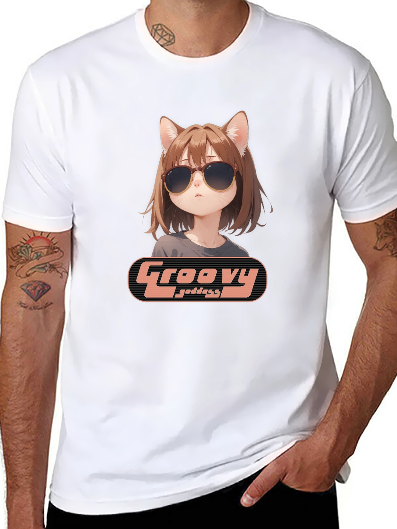 Black Groovy Goddess Anime T-Shirt view 8