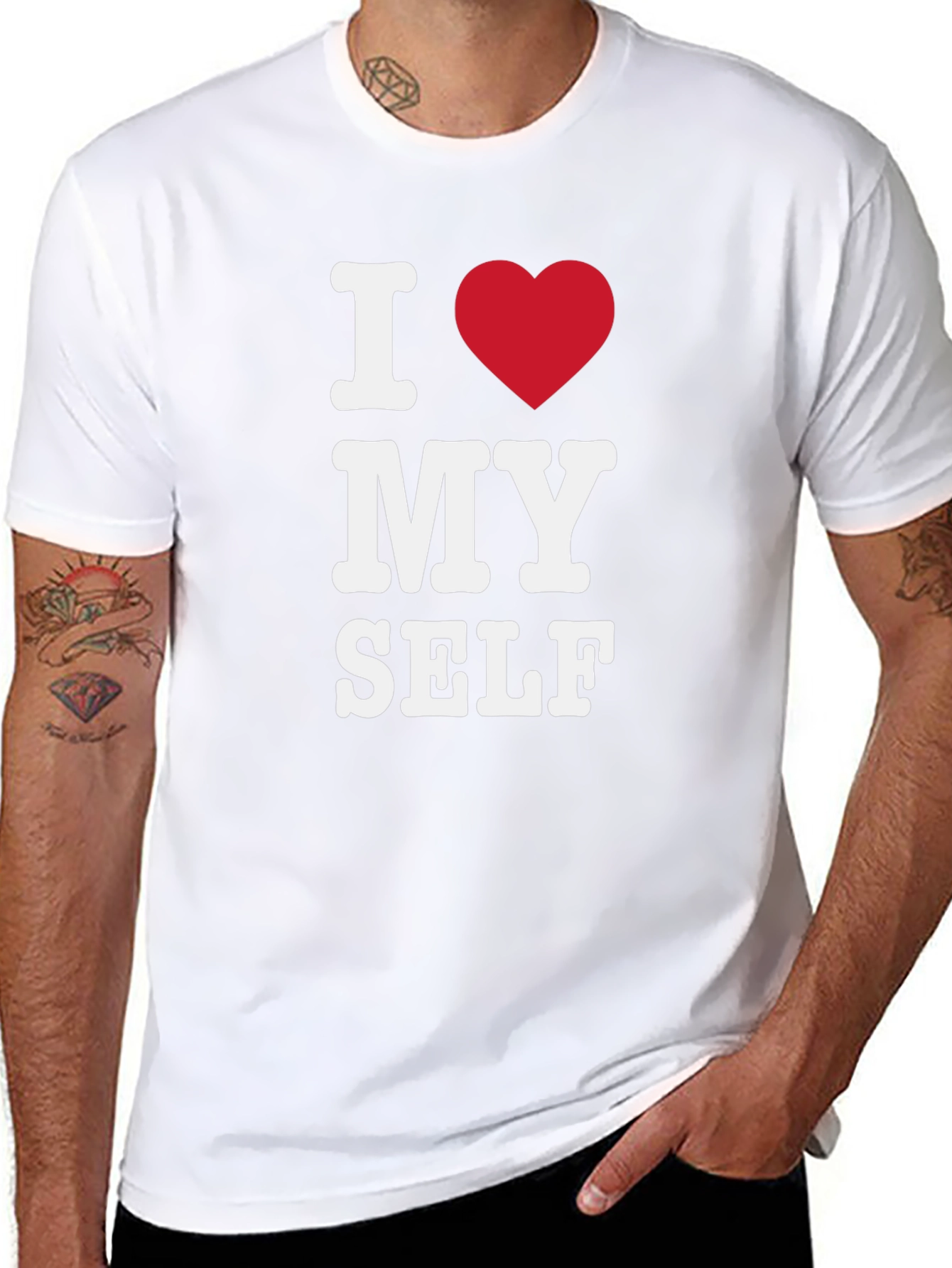 I Heart Myself Black T-Shirt - Bold Statement Tee - 8
