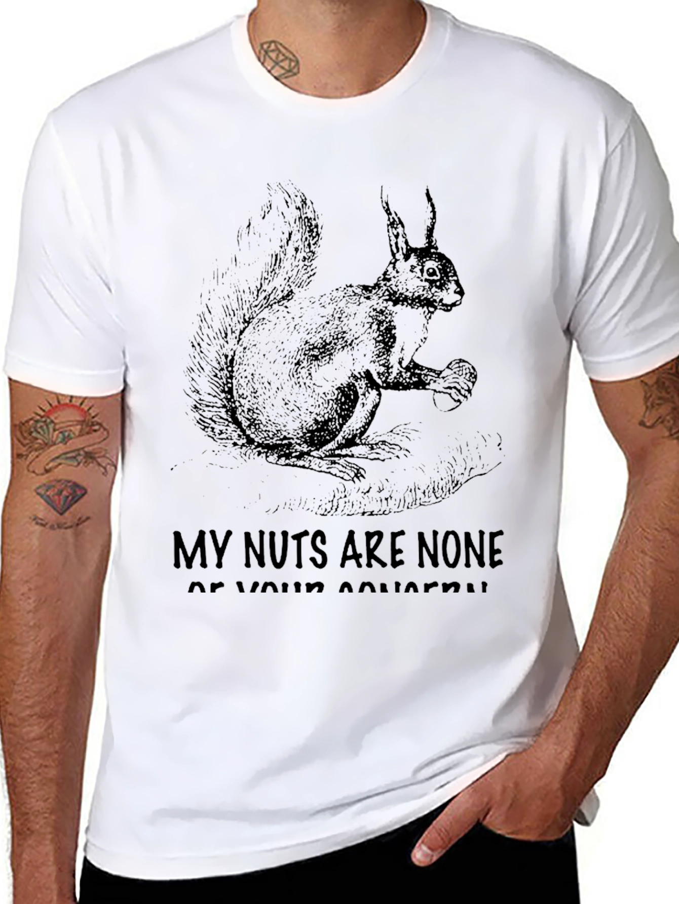 Black Squirrel Nuts Funny T-Shirt view 8