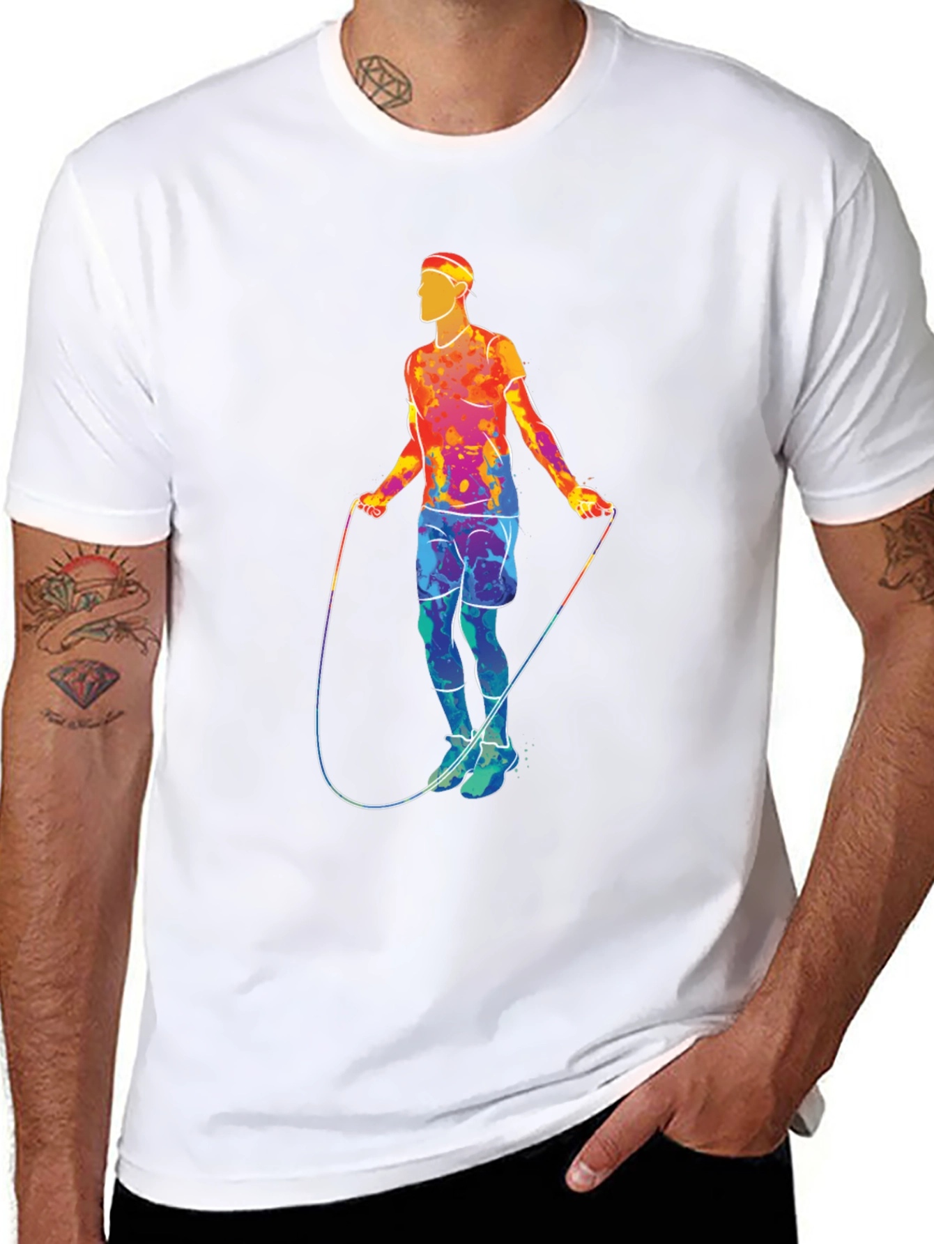 Black Retro Jump Rope Athlete Graphic T-Shirt view 8