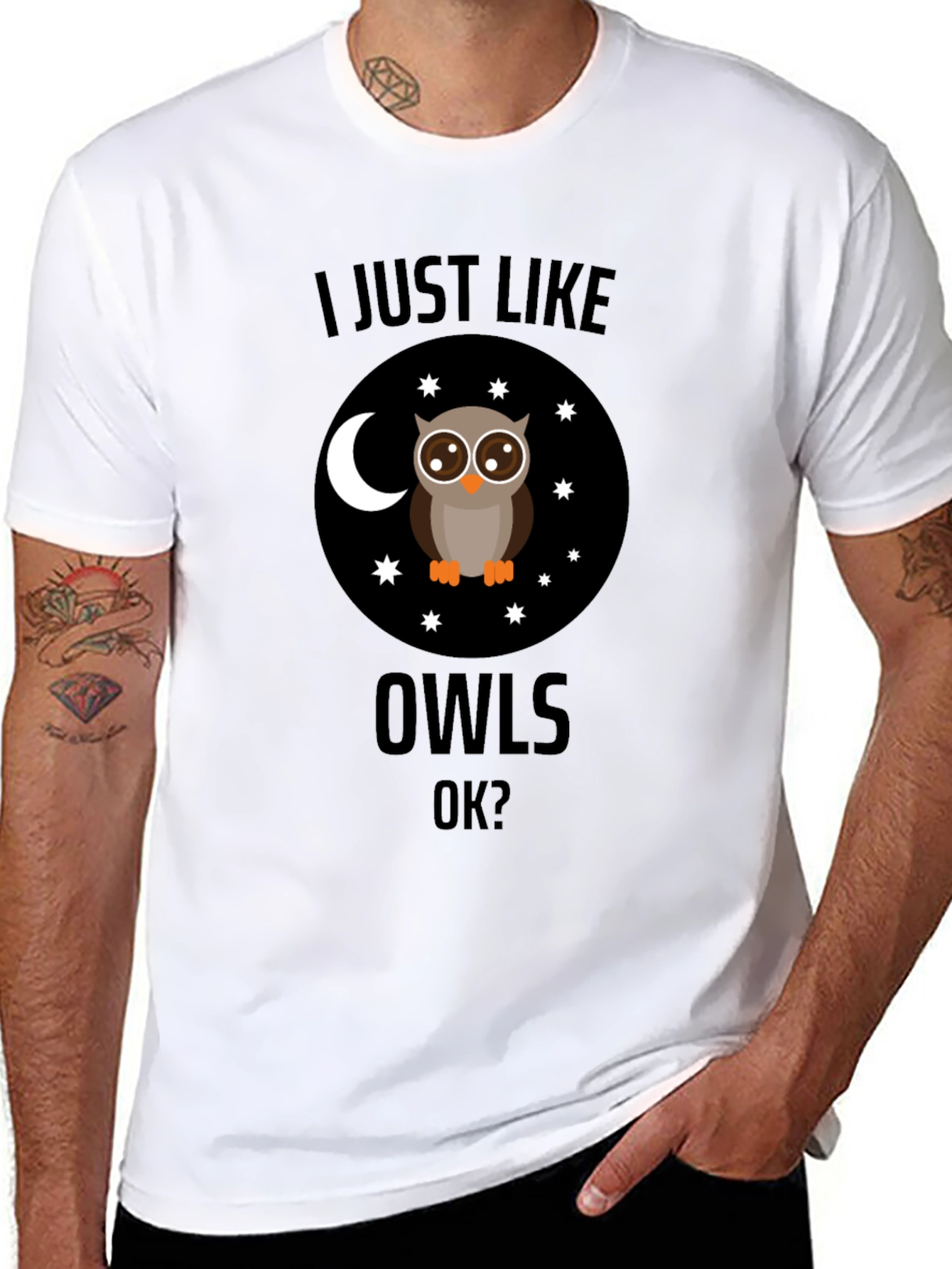 Black I Just Like Owls OK? T-Shirt Funny Owl Lover Gift view 8