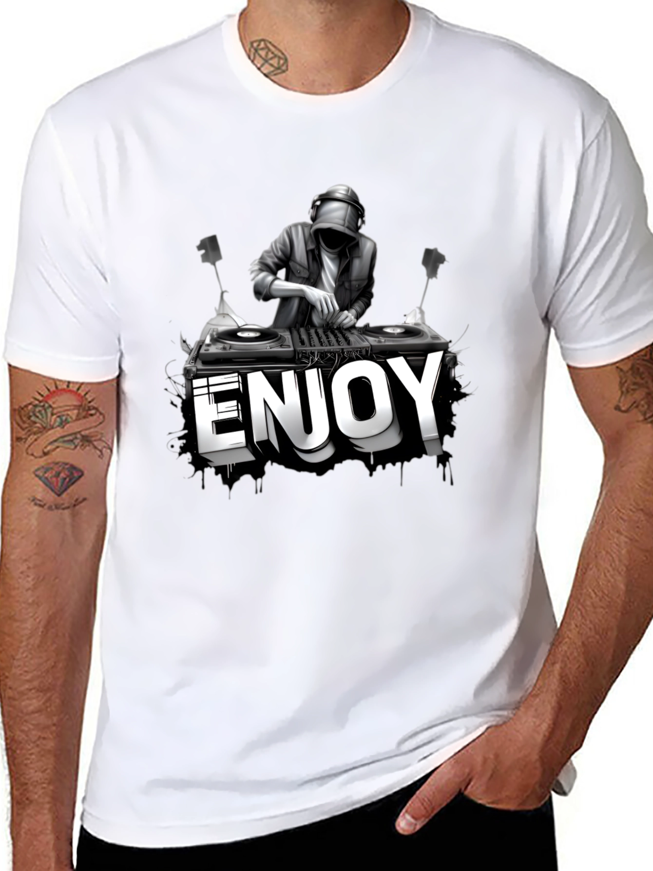 Black DJ Enjoy Graphic Black T-Shirt view 8