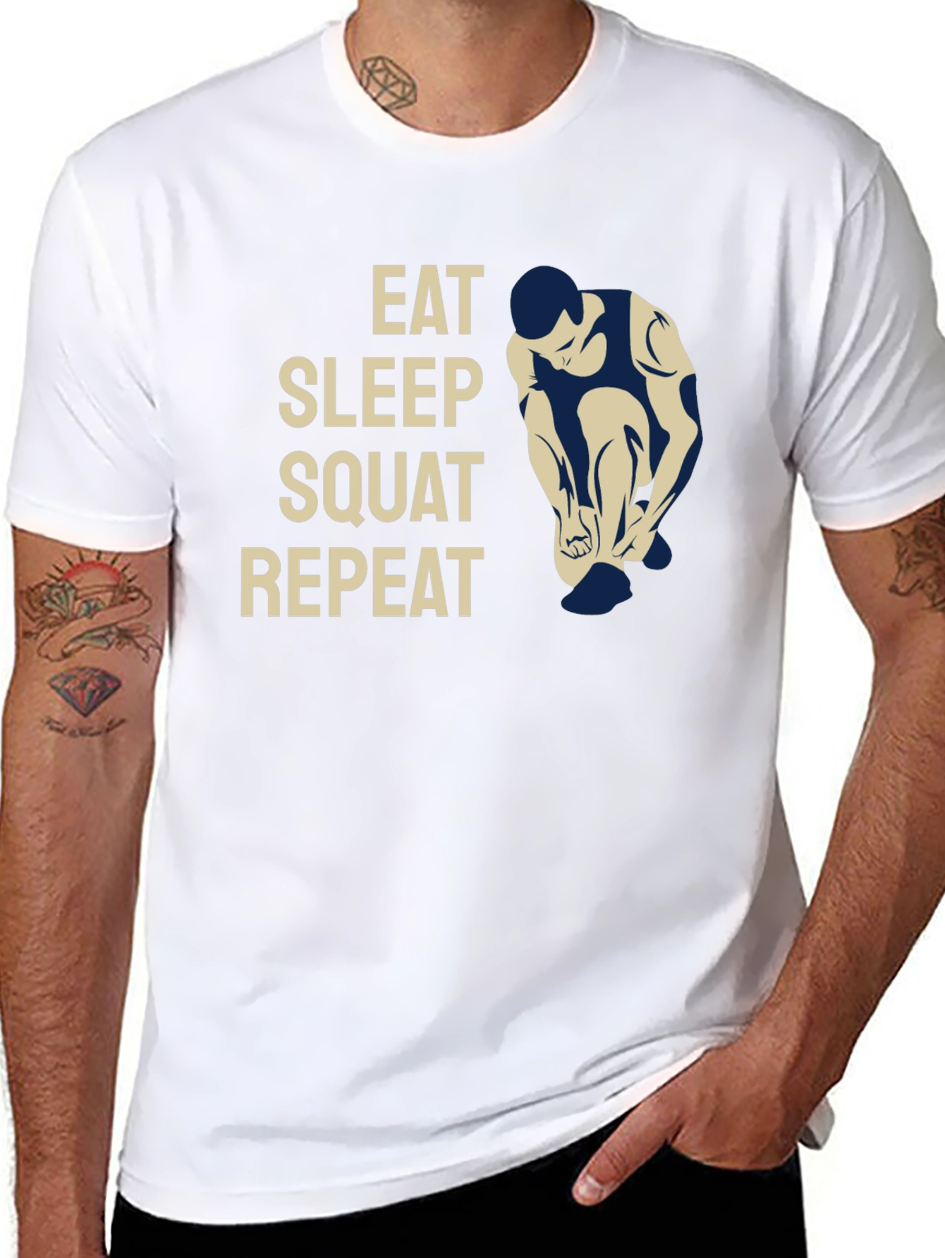 Black Eat Sleep Squat Repeat Graphic T-Shirt view 8