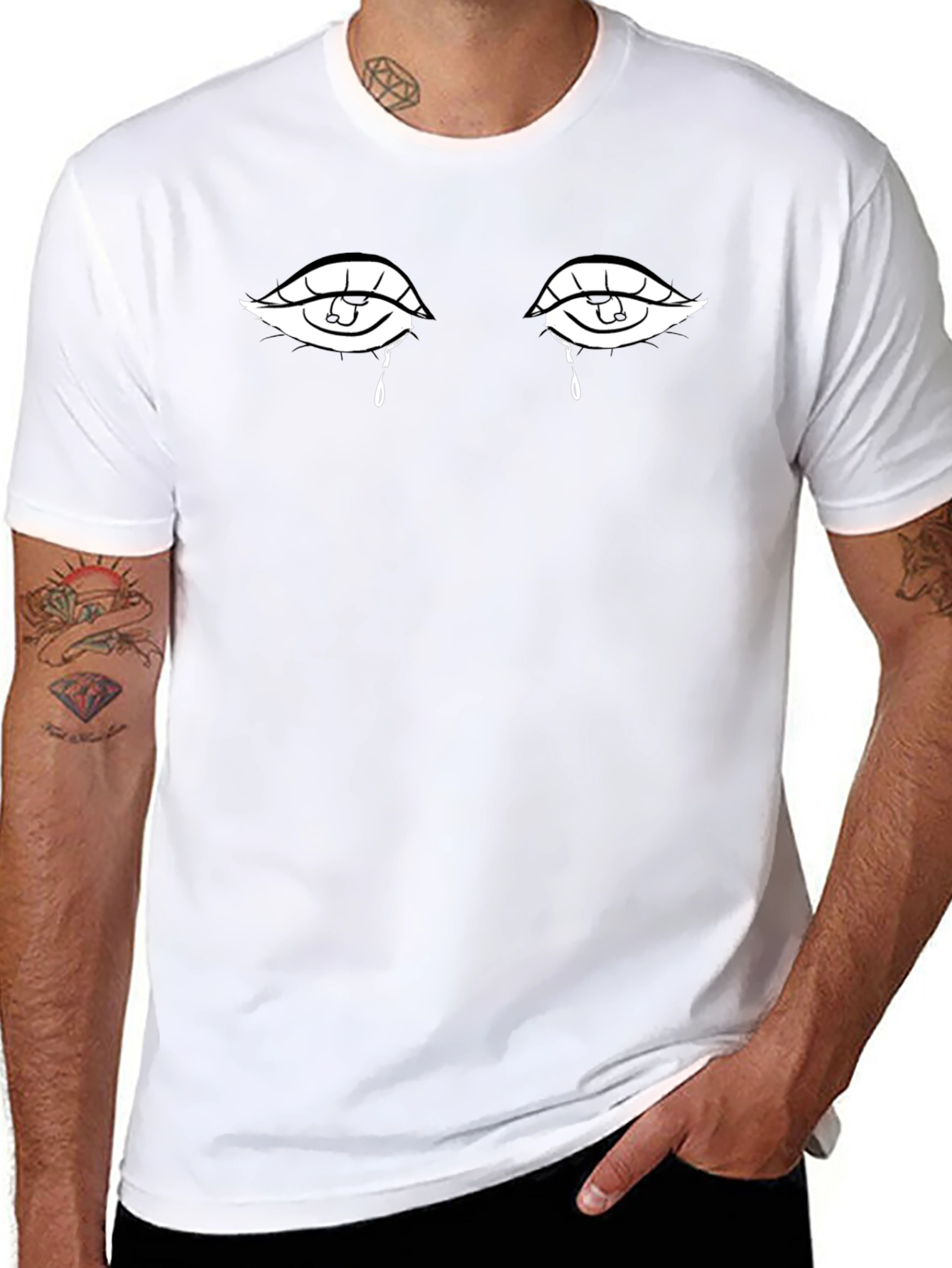 Black Teary Eyes Graphic Tee - Black Cotton view 8