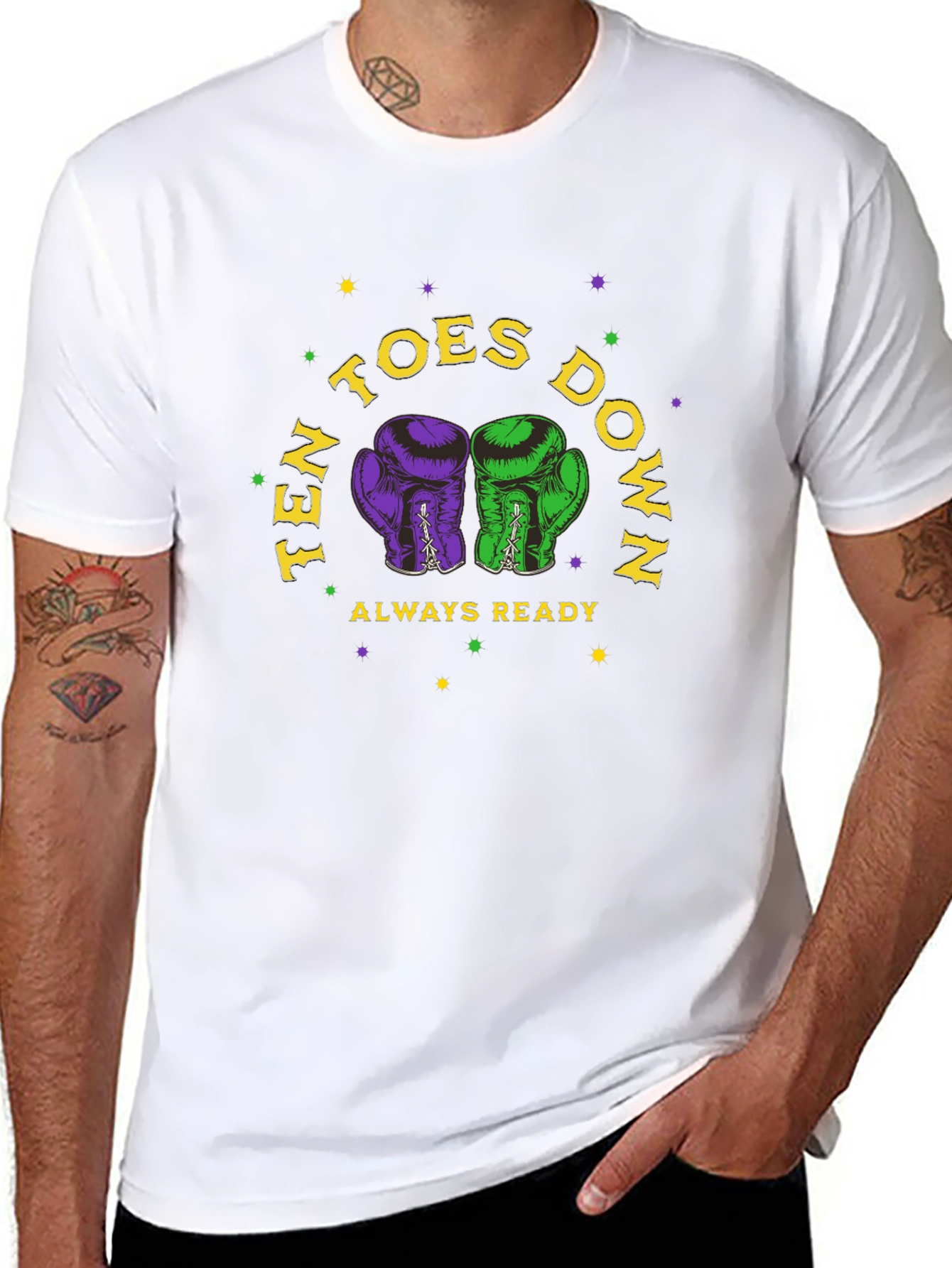 Black Ten Toes Down Boxing Glove Graphic Tee view 8