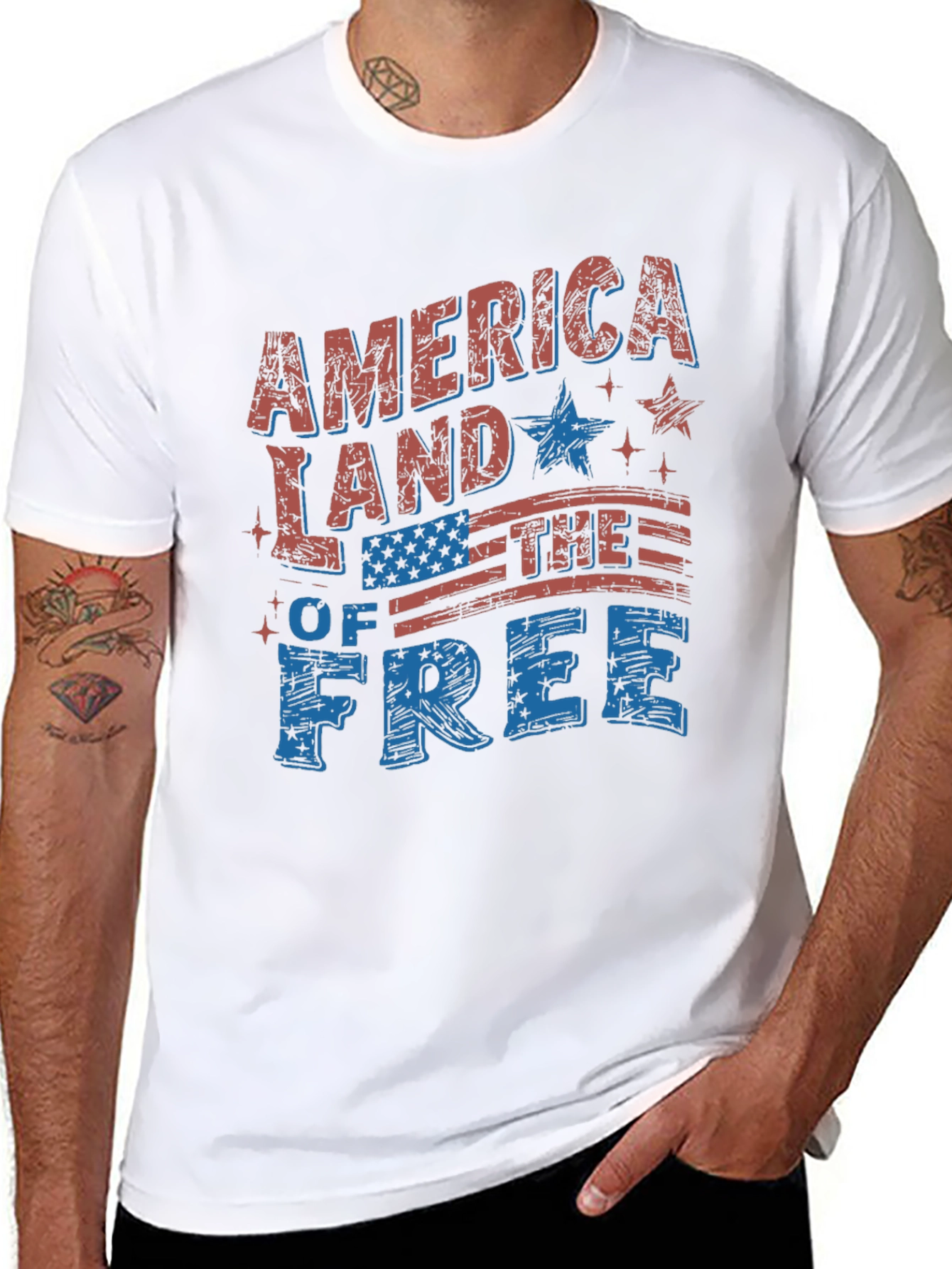 America Land of the Free Patriotic Graphic Tee - 8