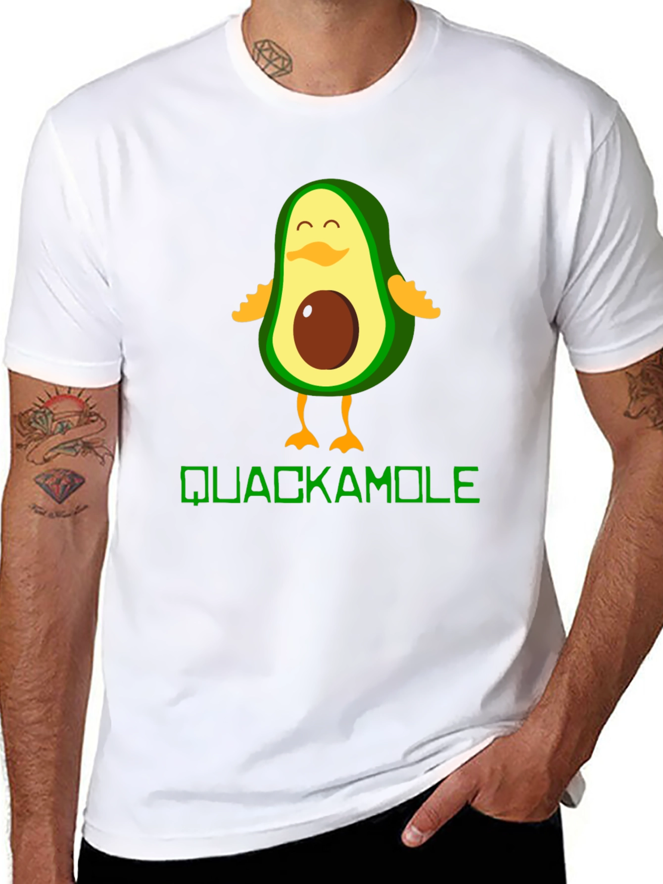 Black Quackamole Avocado Duck Graphic Tee view 8