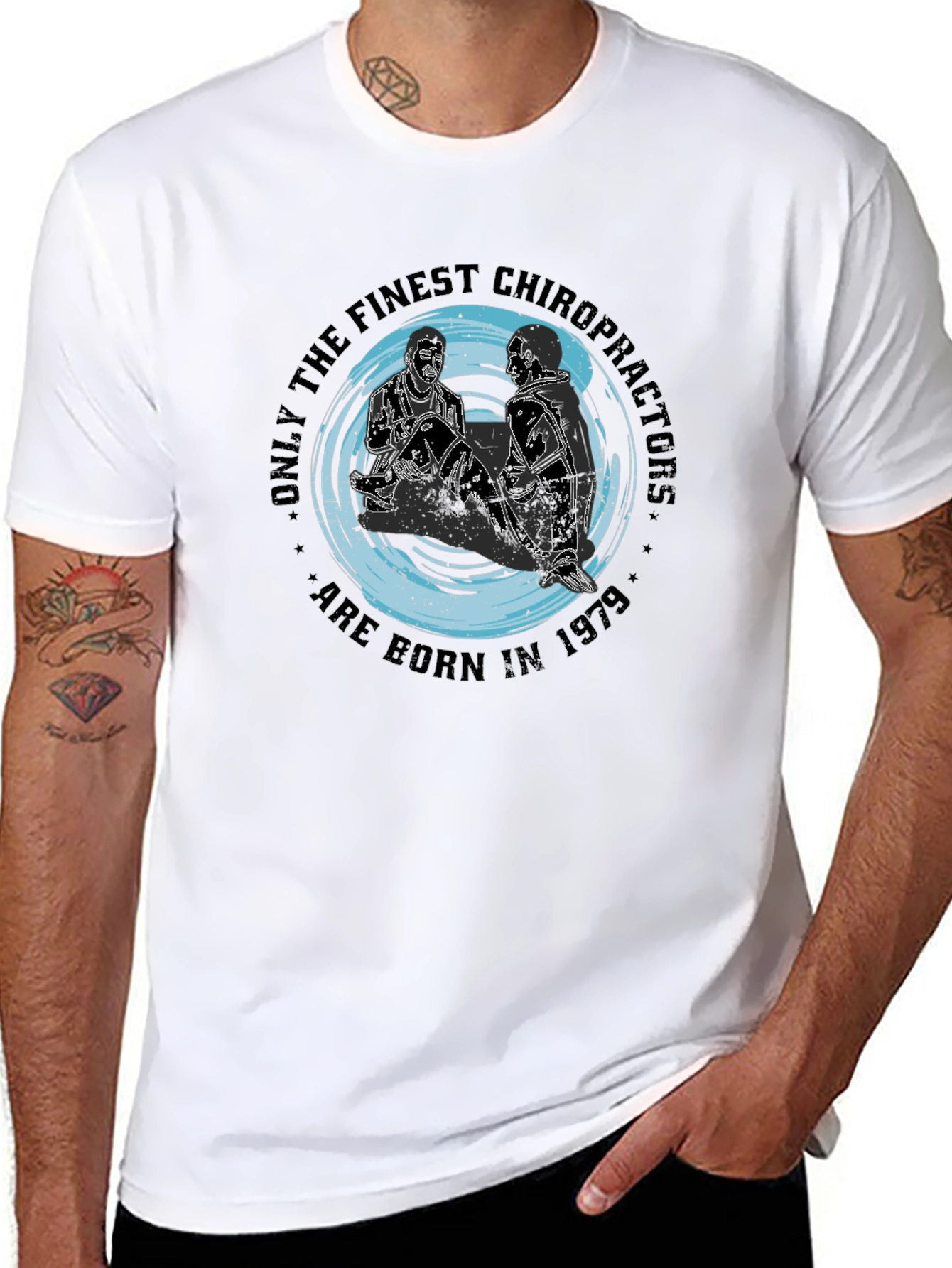 Black Finest Chiropractors Born in 1979 Black Tee view 8