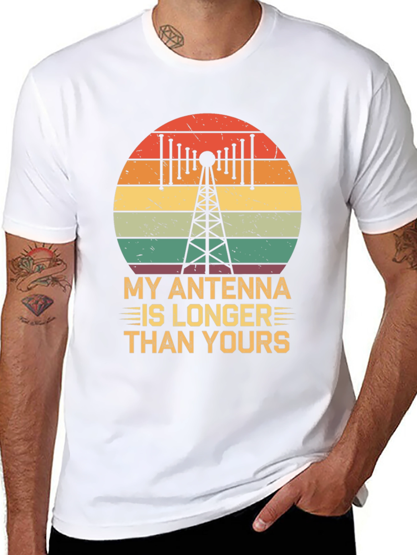 Black Antenna Longer Than Yours Funny Ham Radio T-Shirt view 8
