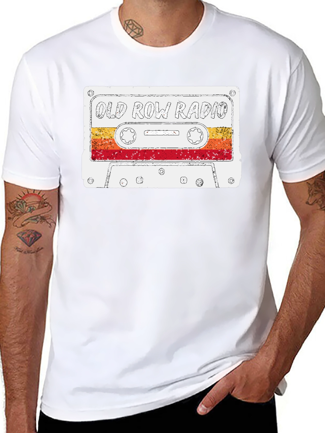 Black Vintage Old Row Radio Cassette Graphic Tee view 8