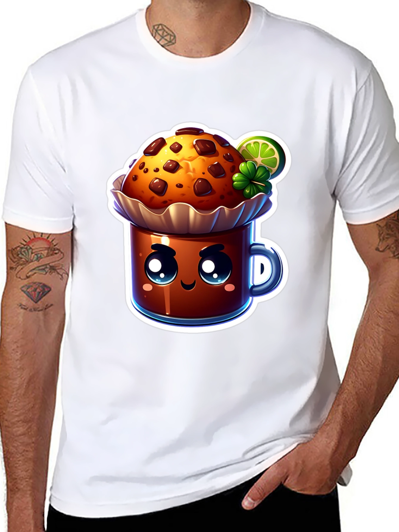 Black Cute Kawaii Cupcake Graphic T-Shirt view 8
