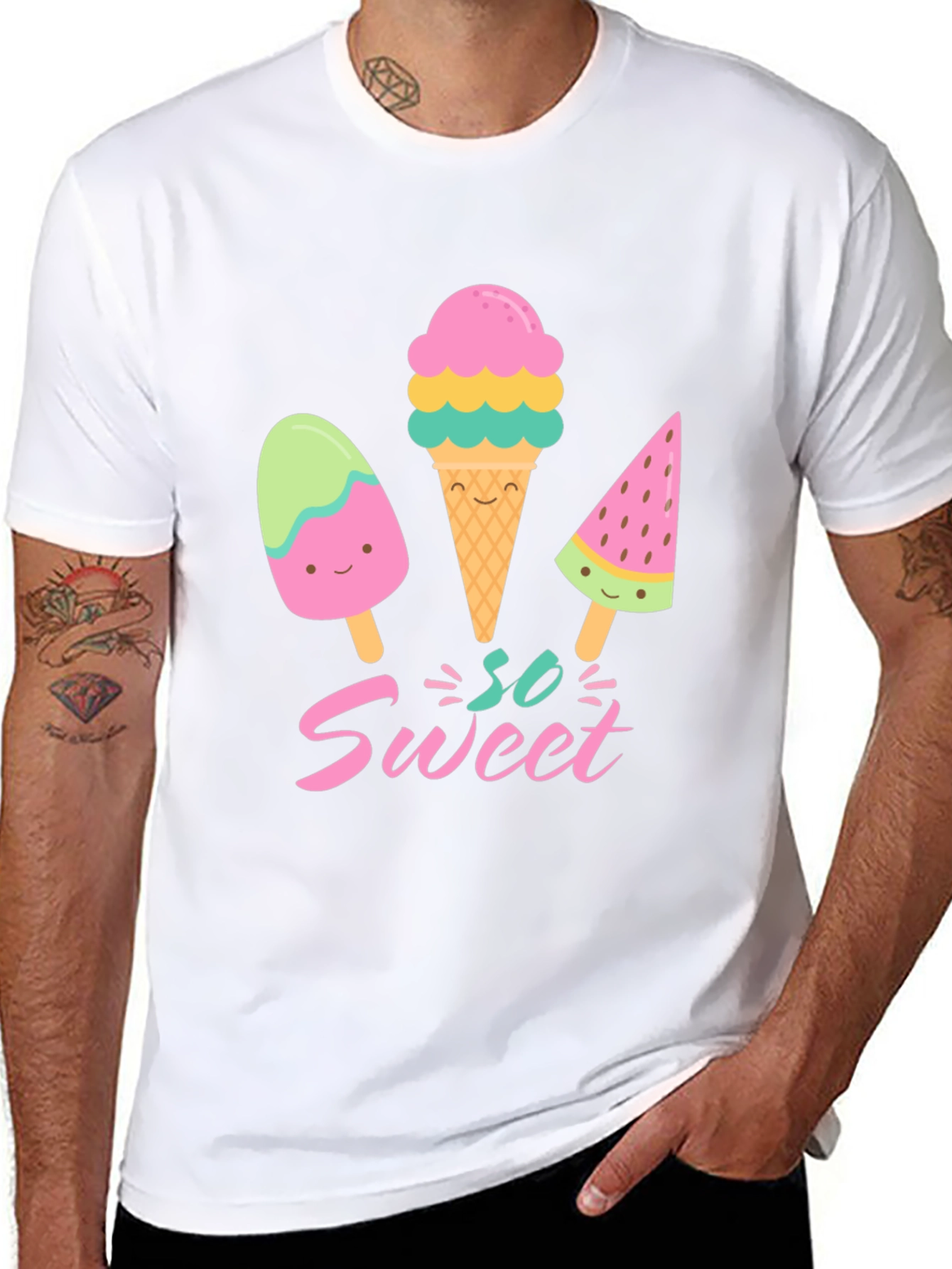 Black So Sweet Ice Cream Graphic T-Shirt view 8