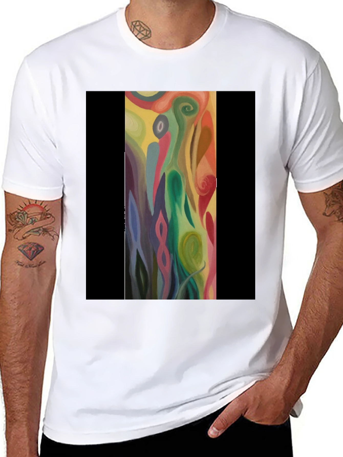Black Abstract Art T-Shirt - Modern Artistic Design view 8