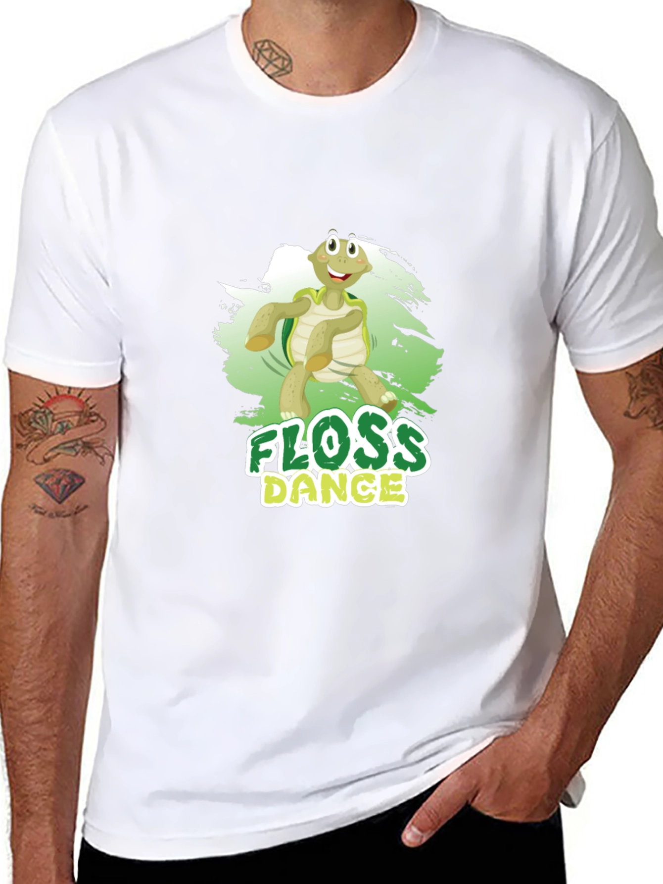 Black Floss Dance Turtle Black T-Shirt view 8