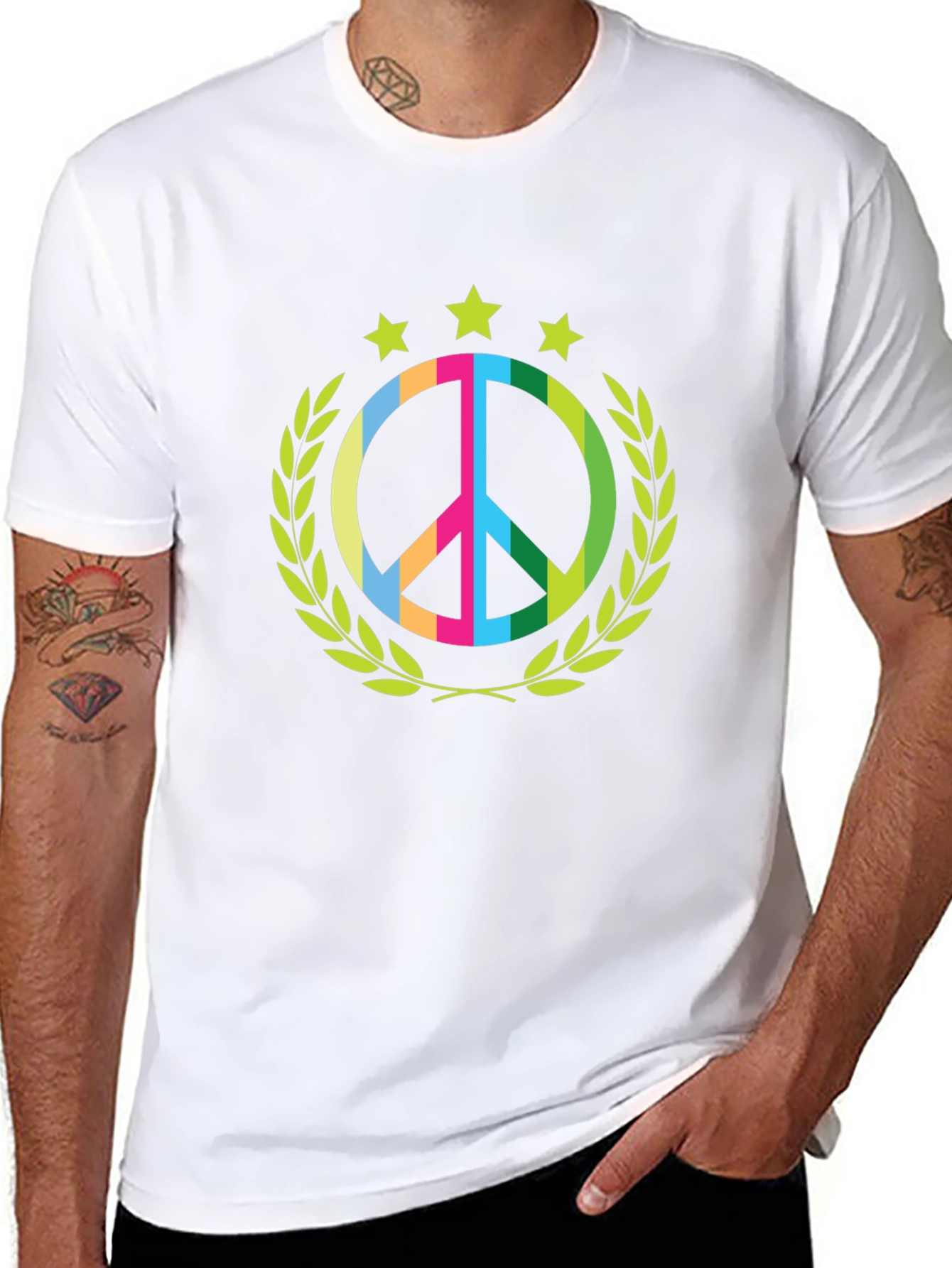 Black Peace Symbol Graphic Tee view 8