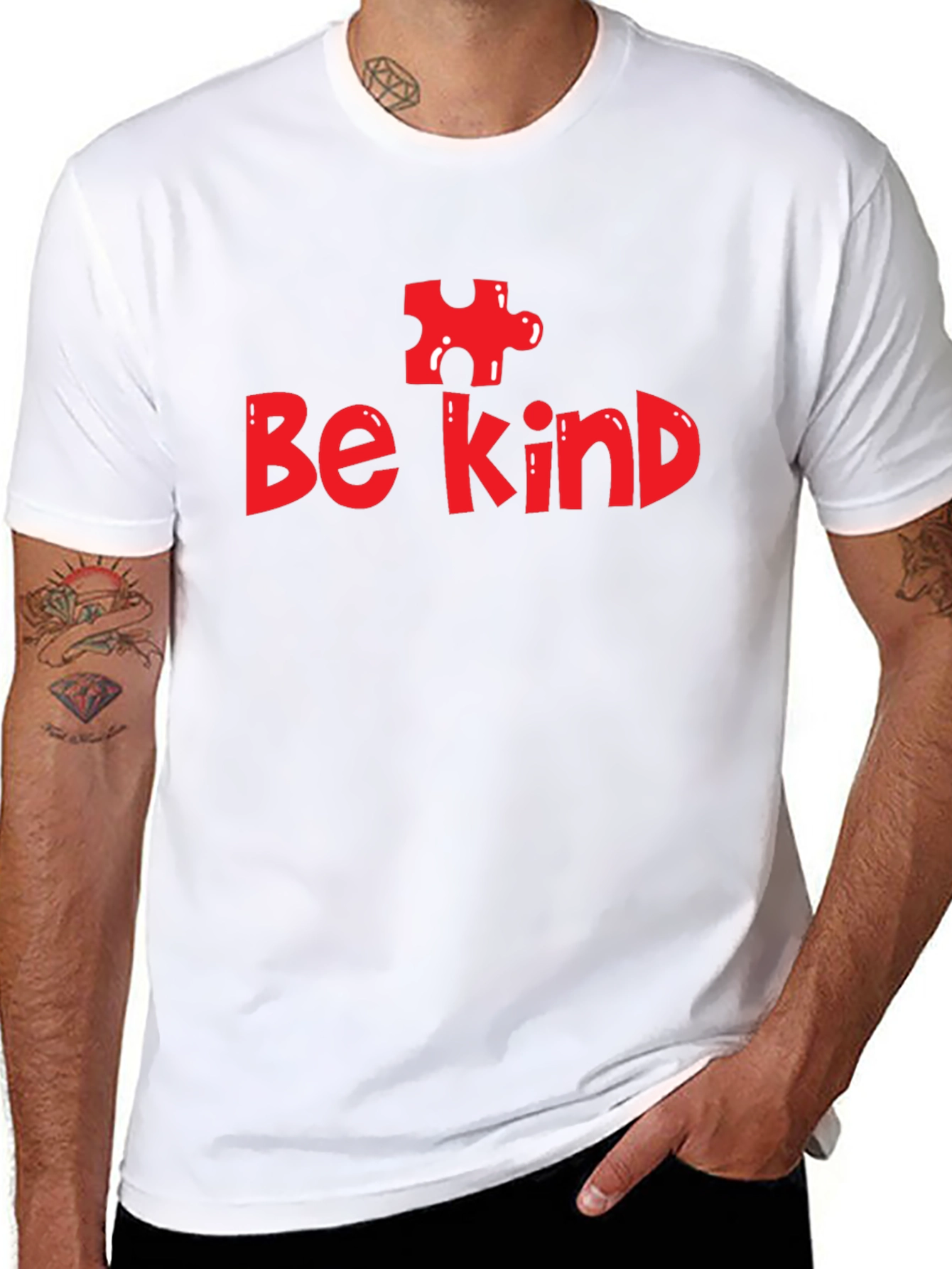 Black Be Kind Autism Awareness T-Shirt - Black view 8