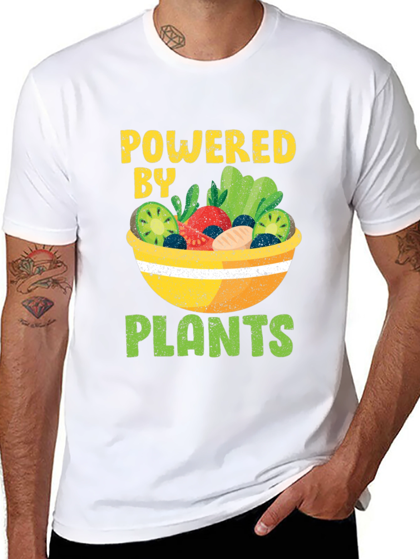 Black Powered by Plants Vegan T-Shirt view 8
