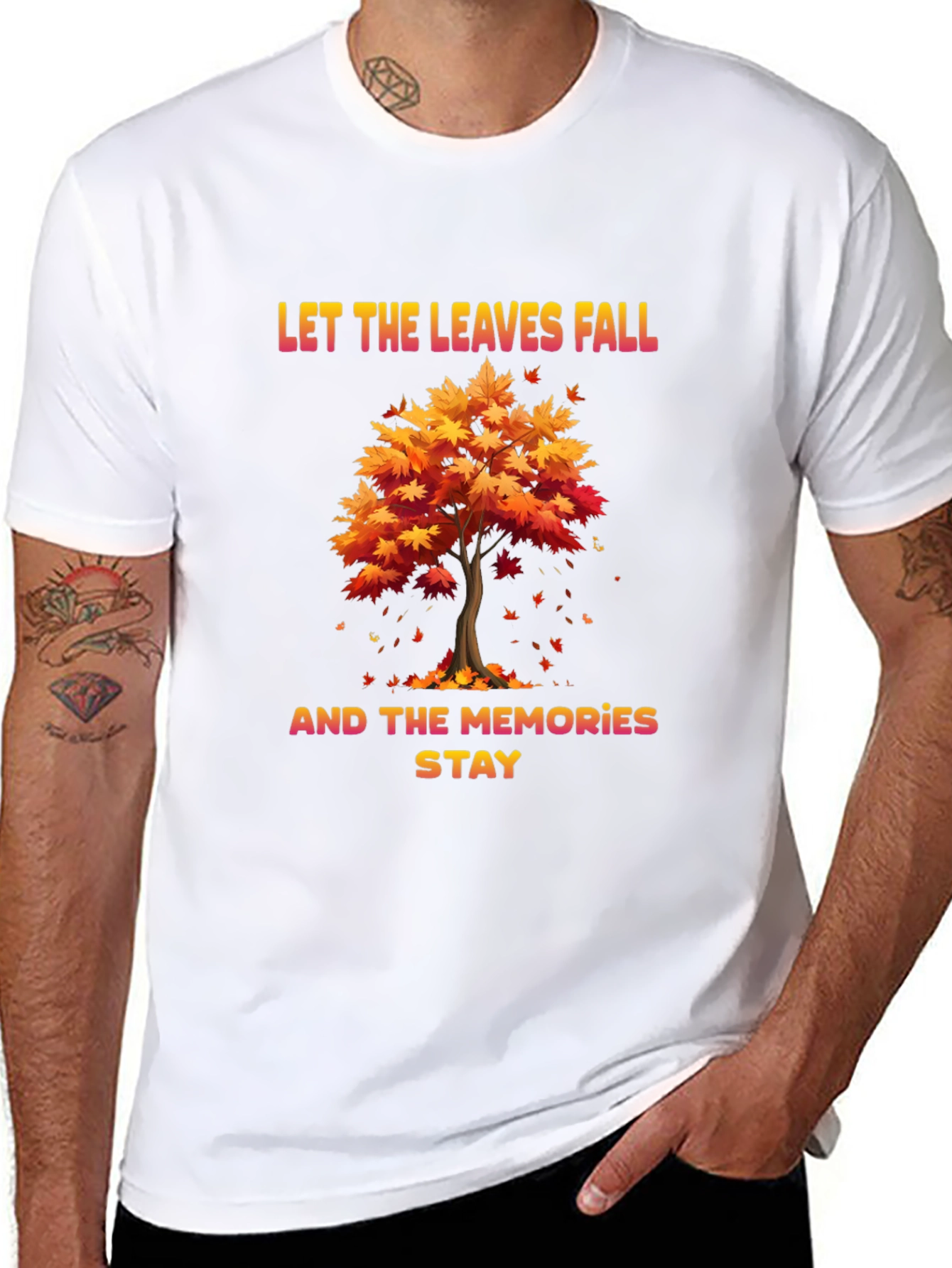 Black Autumn Memories T-Shirt: Let the Leaves Fall view 8