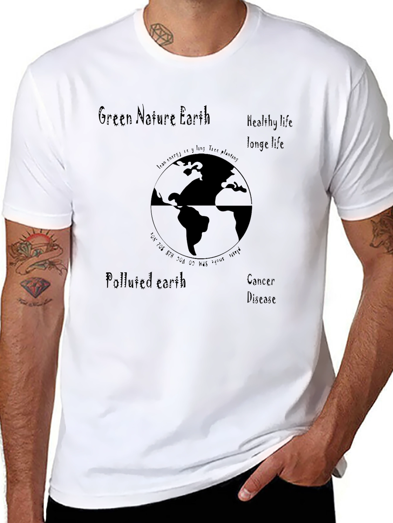 Black Eco-Friendly Earth Graphic T-Shirt view 8