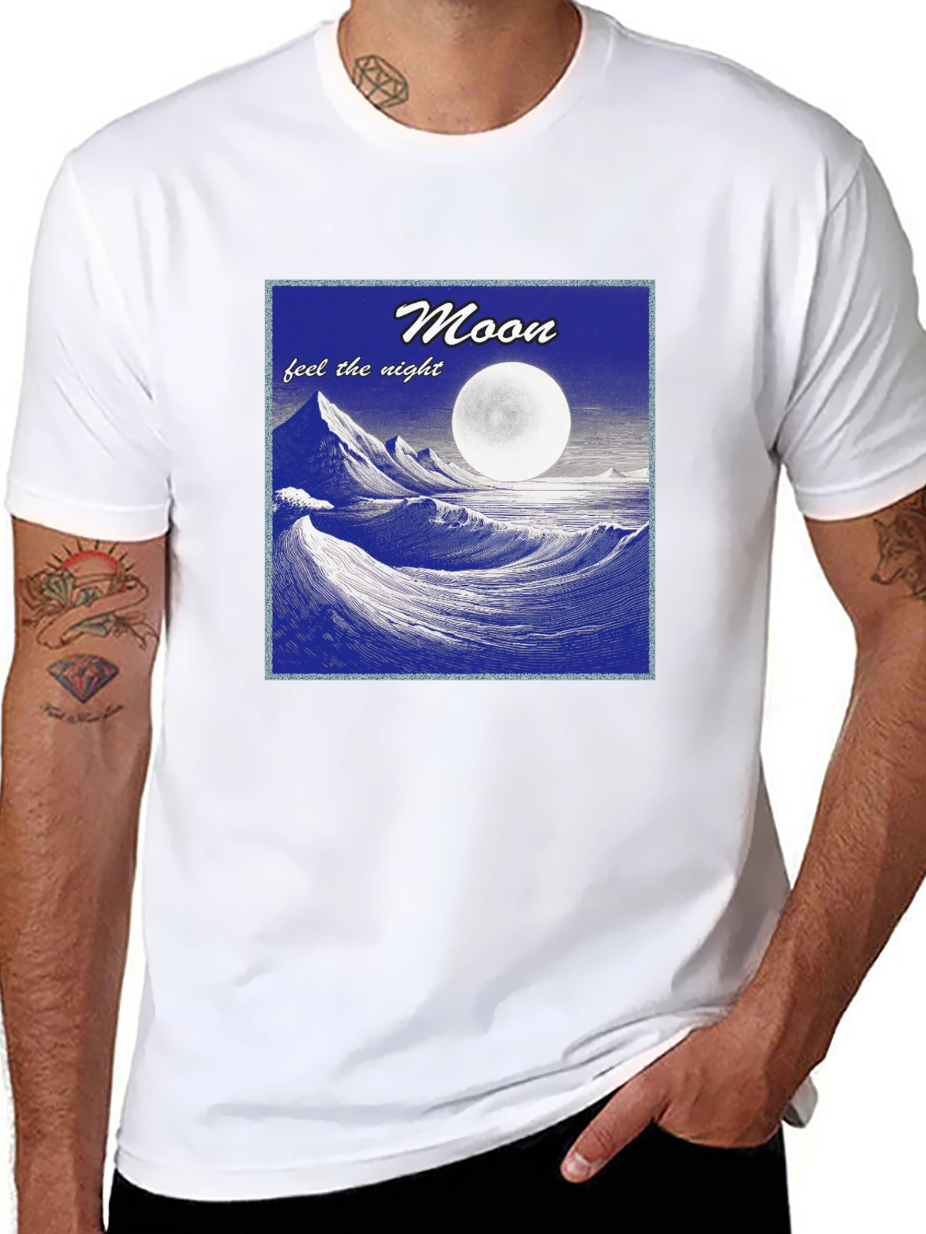Black Moonlit Waves Graphic T-Shirt - Feel the Night! view 8