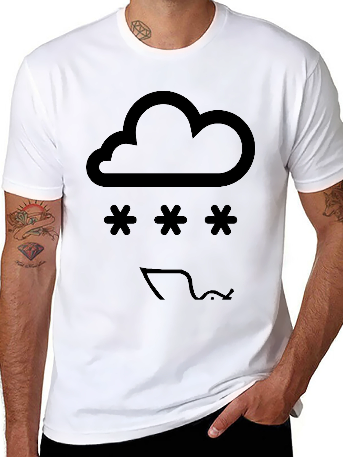Black Snowy Cloud Graphic Tee - Black view 8