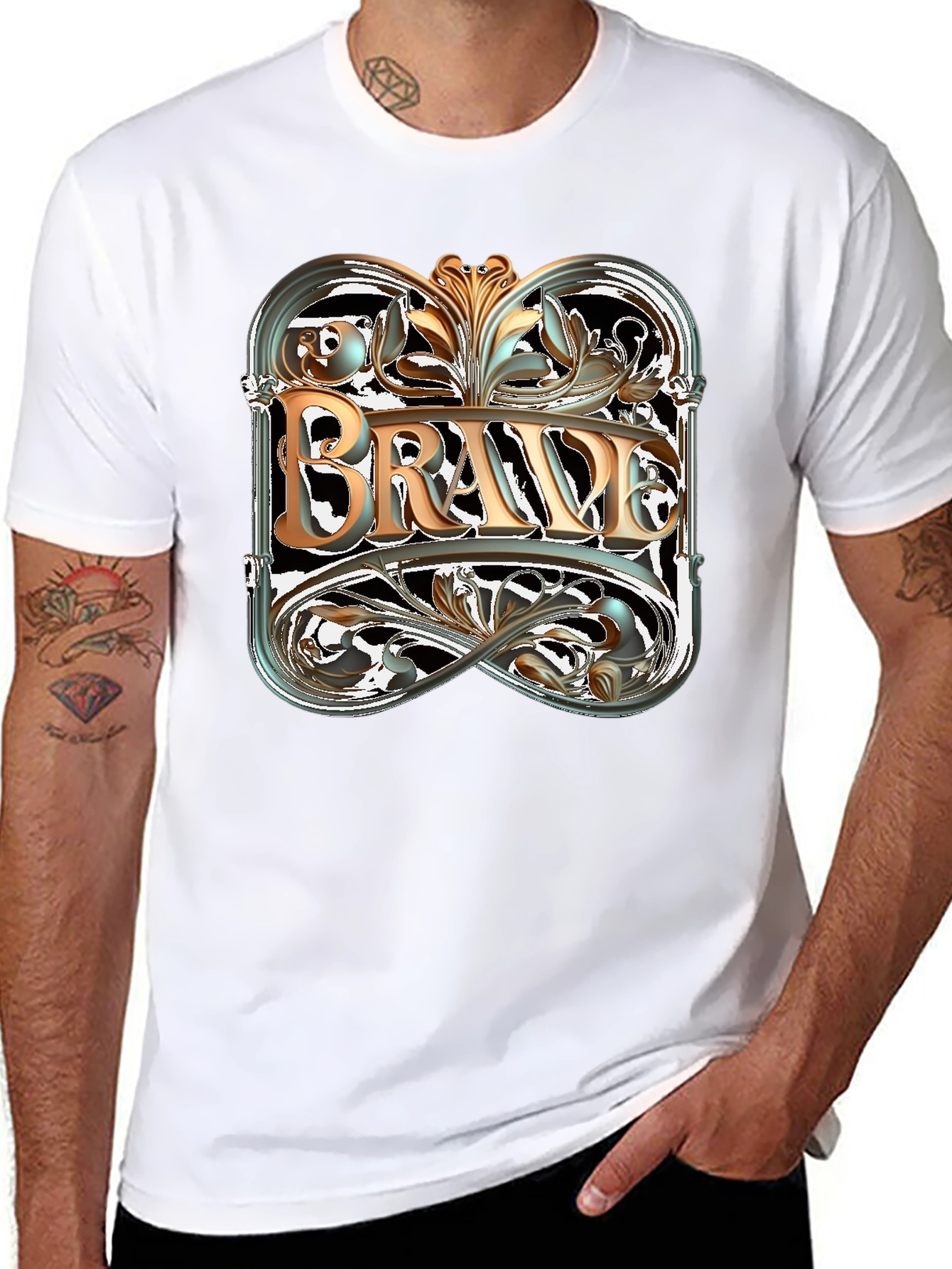 Black Brave Graphic Tee - Black Cotton Blend view 8