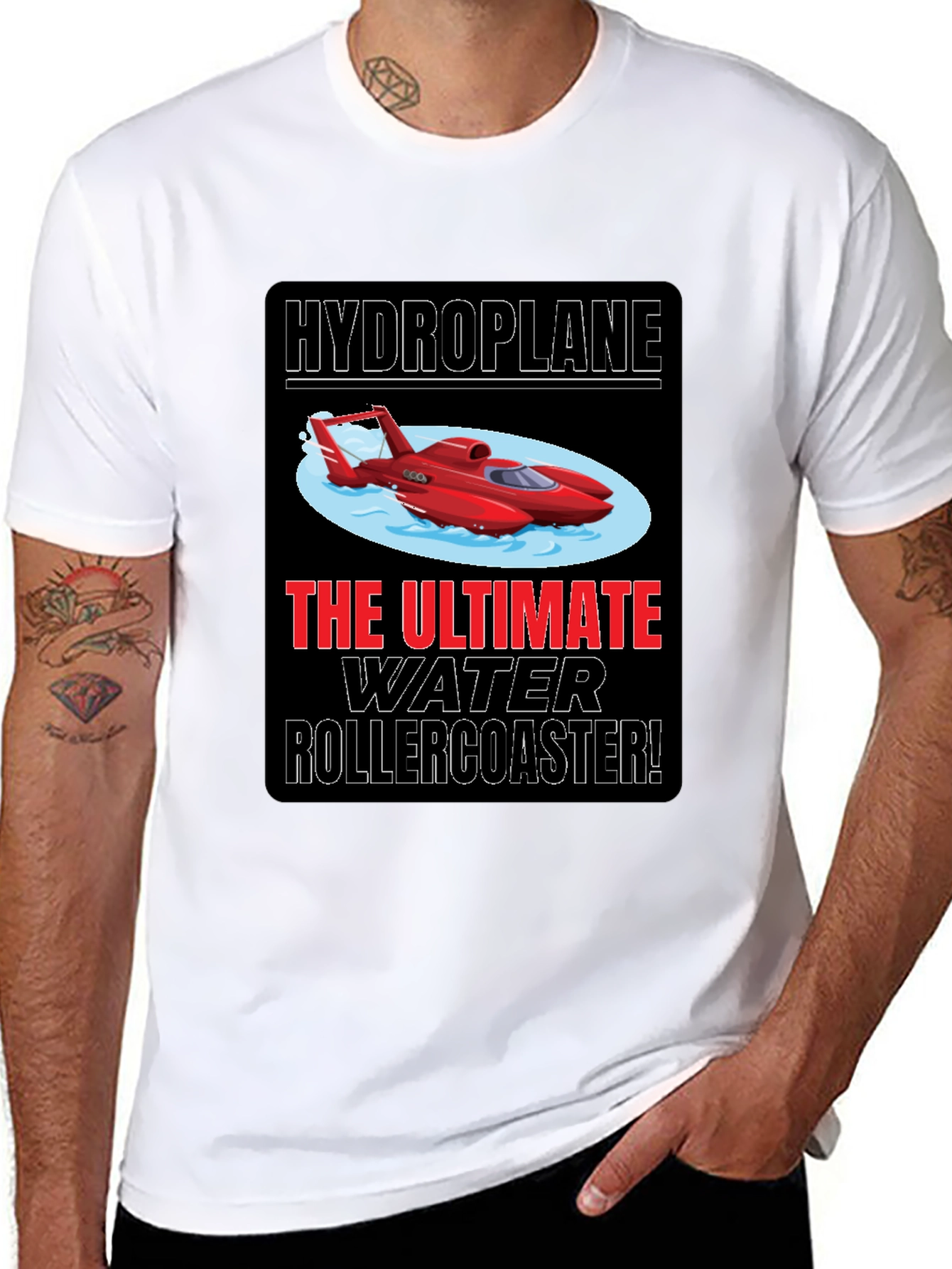 Black Hydroplane Water Rollercoaster Graphic Tee view 8
