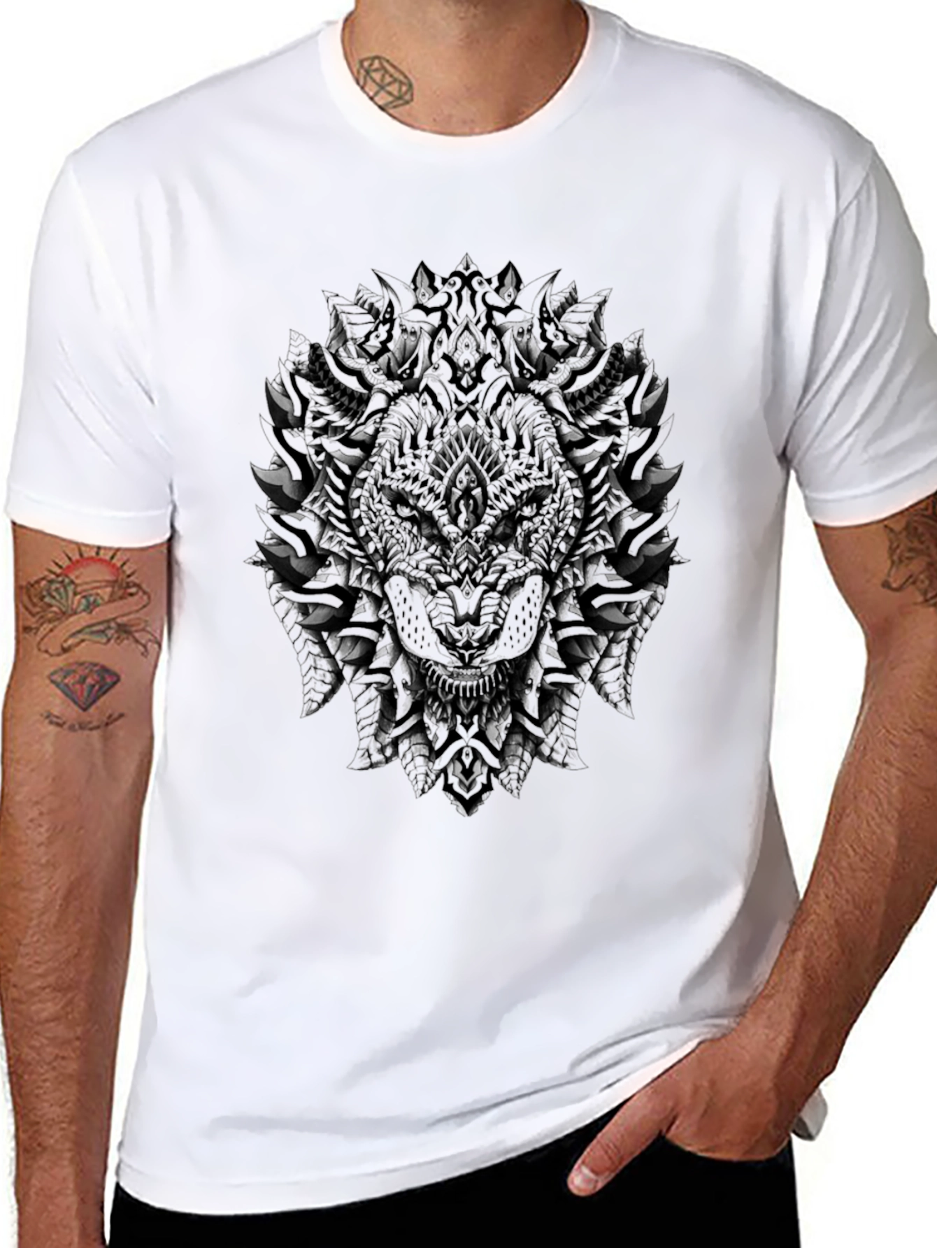 Black Dark Wolf Graphic Tee - Stylish Men's T-Shirt view 8
