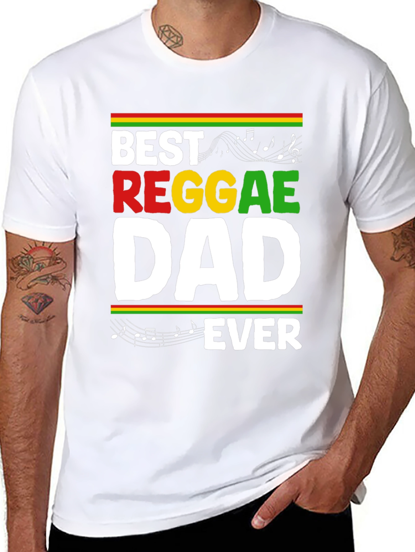 Black Best Reggae Dad Ever Black Graphic T-Shirt view 8