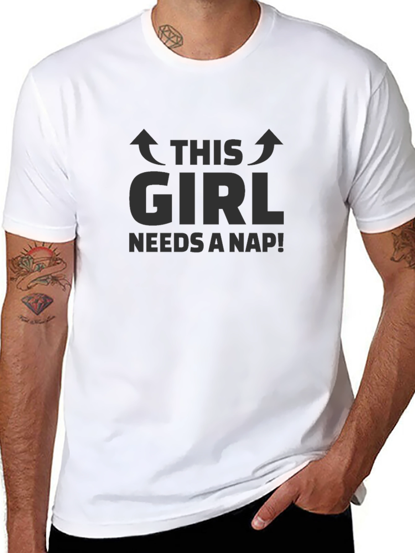Black This Girl Needs A Nap! Black T-Shirt Funny Graphic Tee view 8