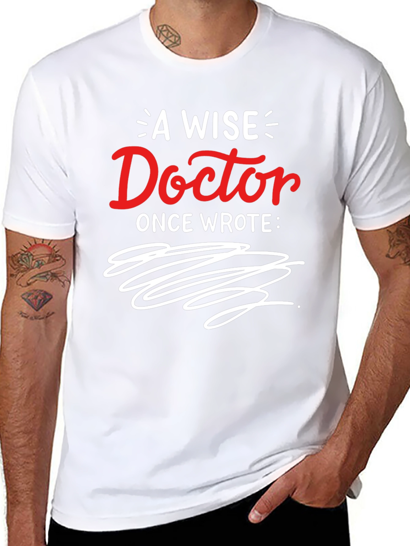 Black Funny Doctor Handwriting Graphic Tee - A Wise Doctor Once Wrote... view 8