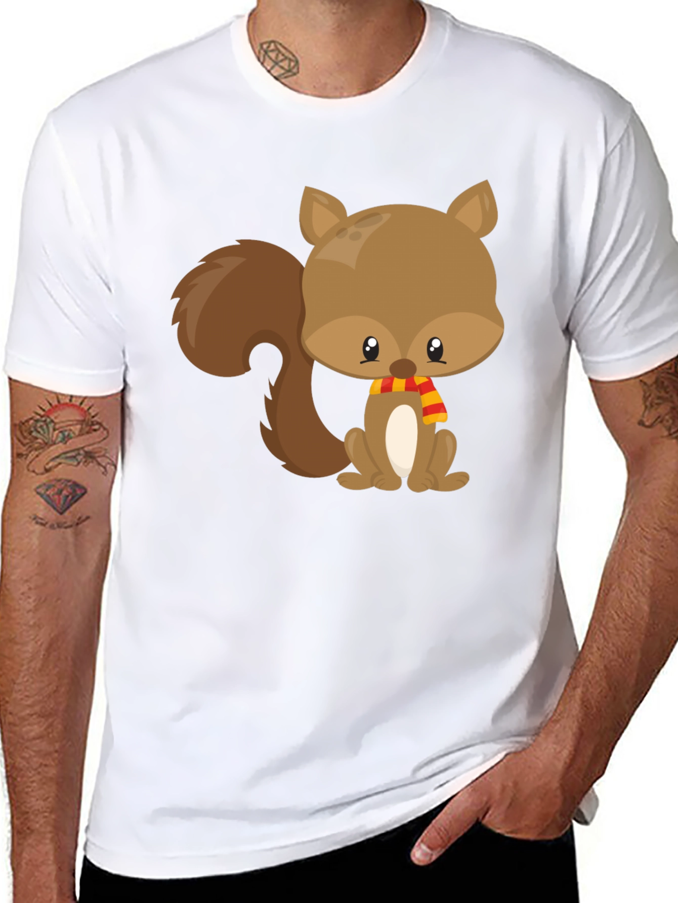Black Cute Squirrel Black T-Shirt view 8