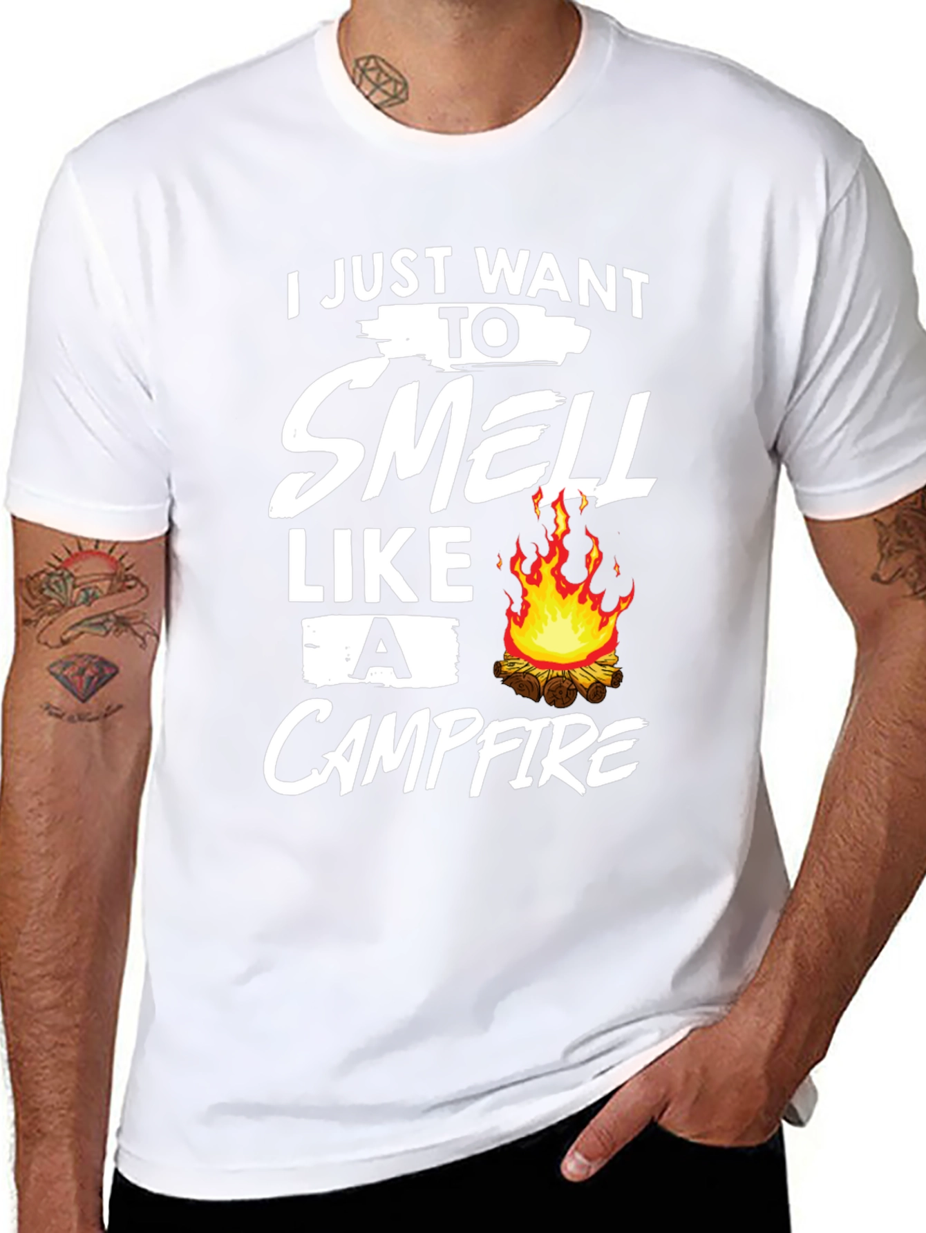 Black Campfire Smell T-Shirt: Cozy Outdoor Adventure view 8