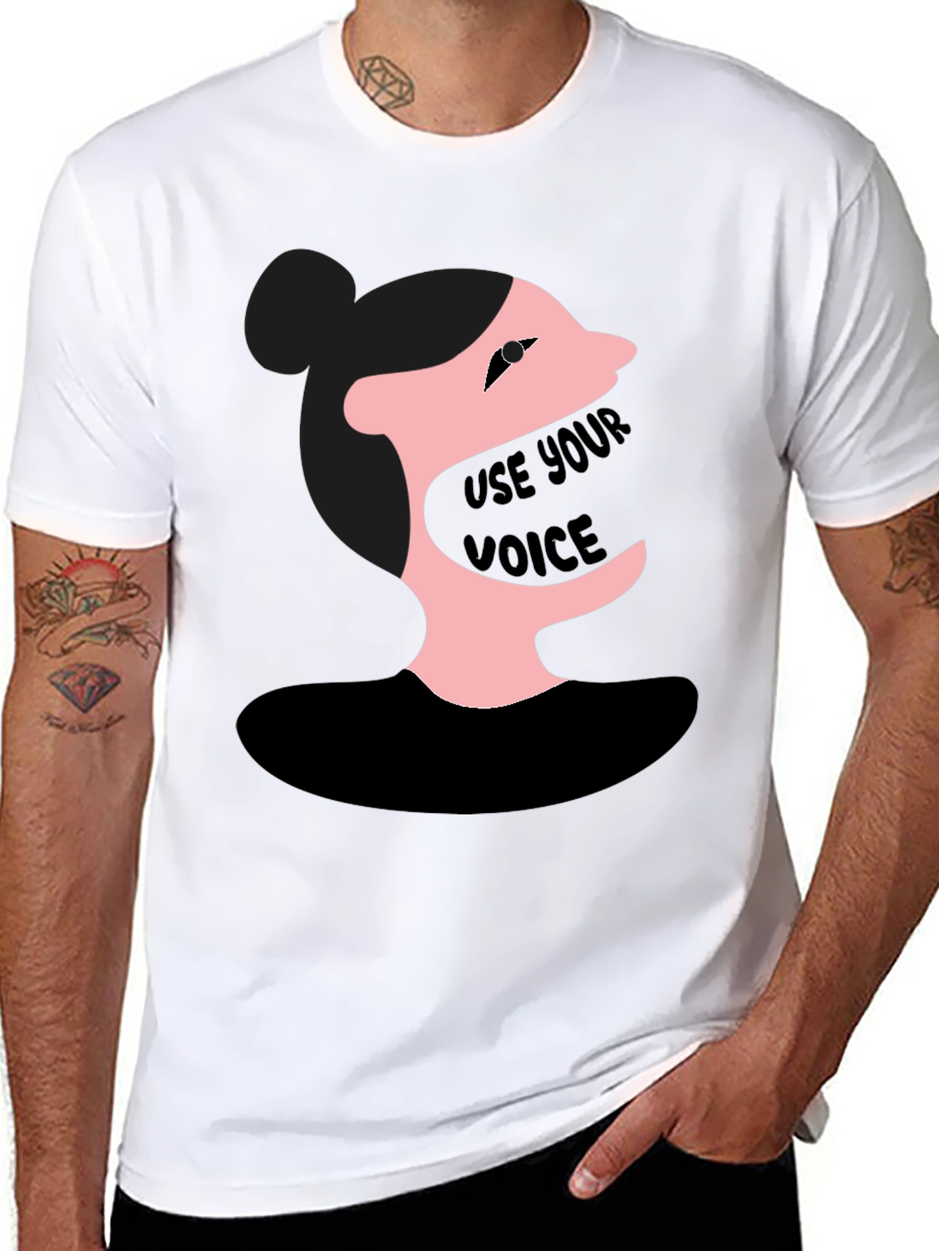 Black Use Your Voice Graphic Tee - Black Unisex Shirt view 8