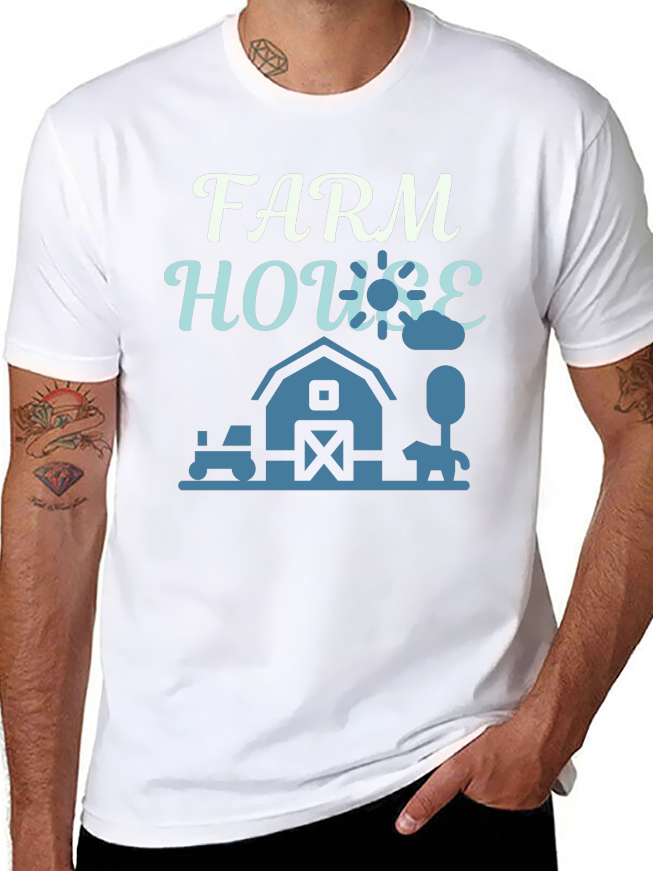 Black Farm House Graphic Tee - Black Cotton T-Shirt view 8