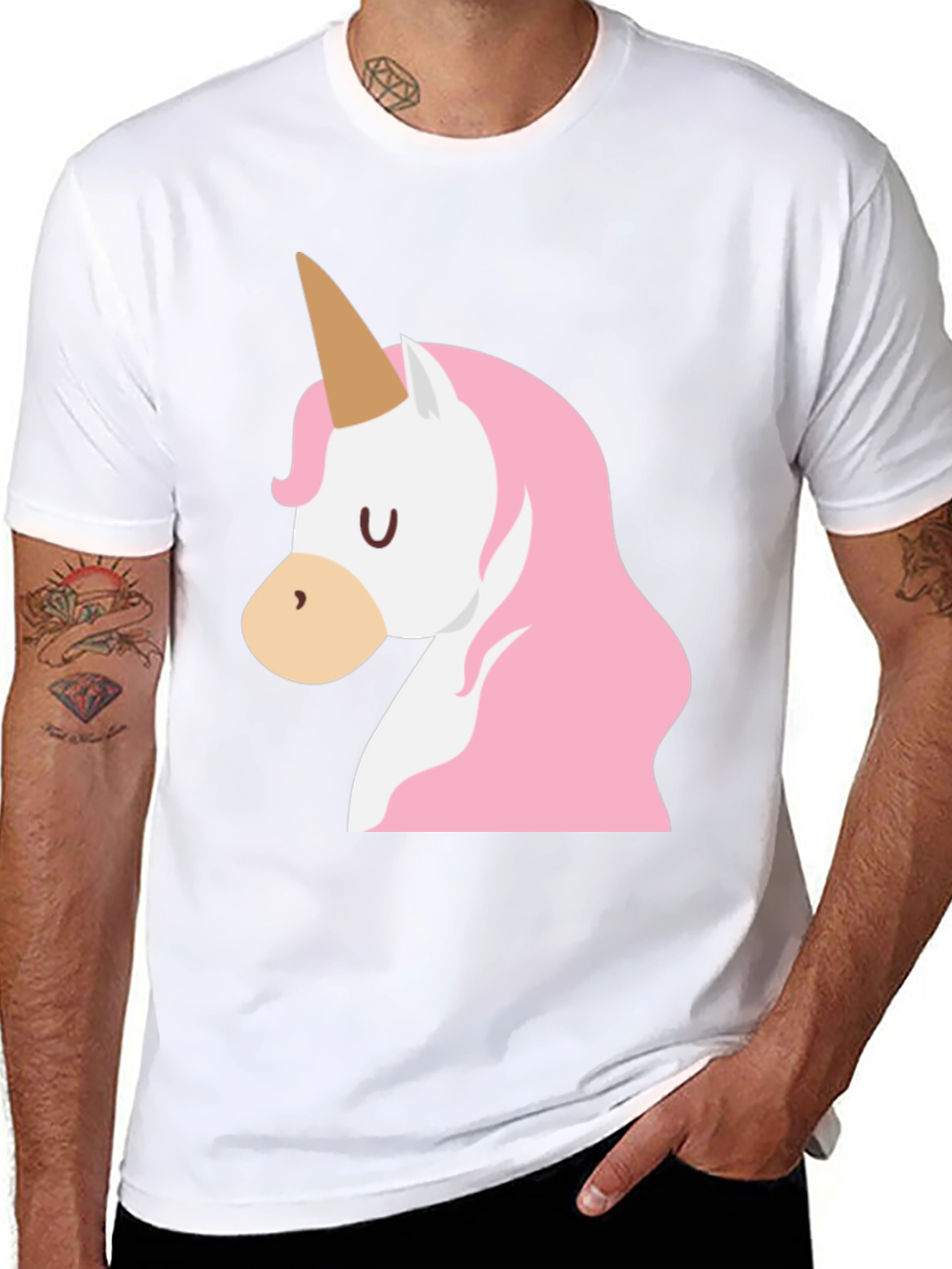 Black Men's Black Unicorn Graphic T-Shirt view 8