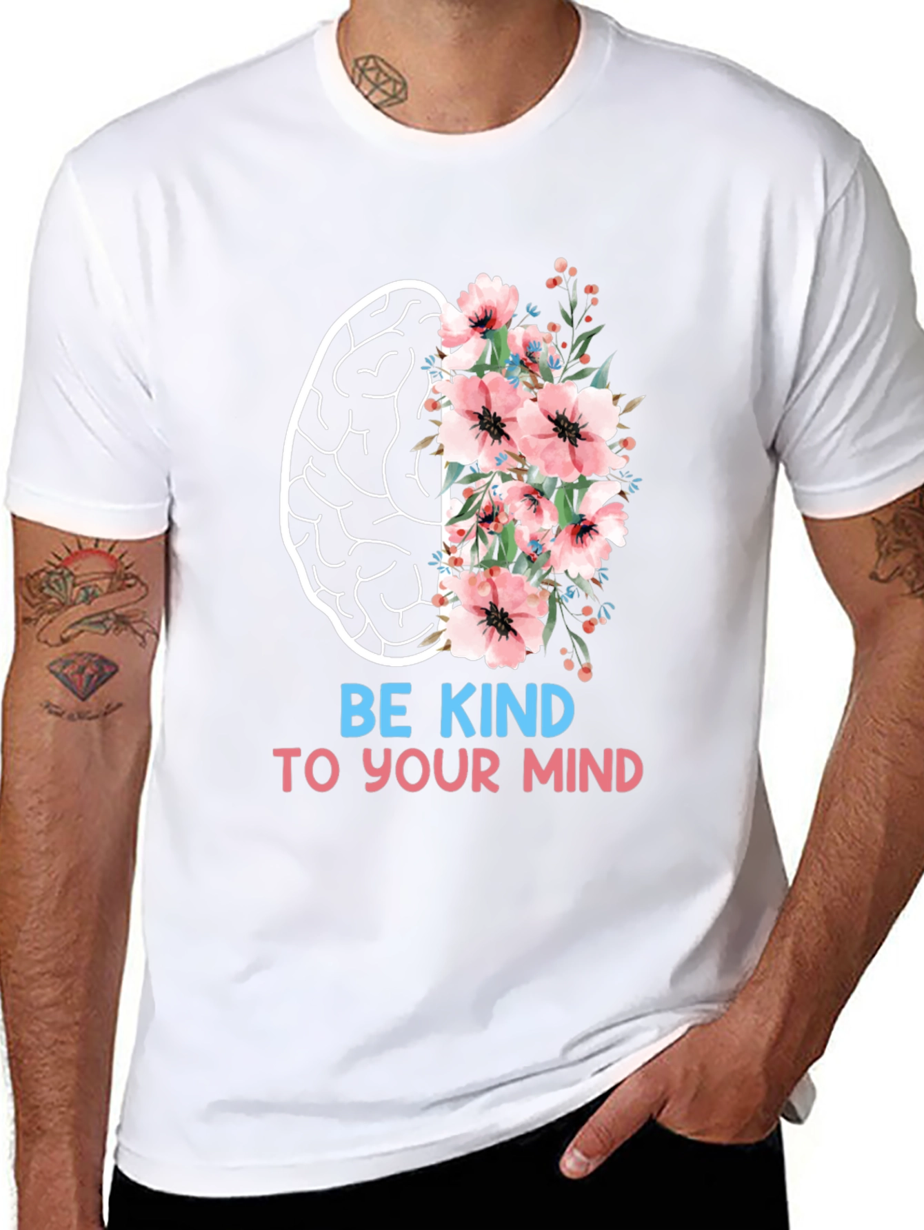 Black Be Kind To Your Mind Graphic Tee view 8