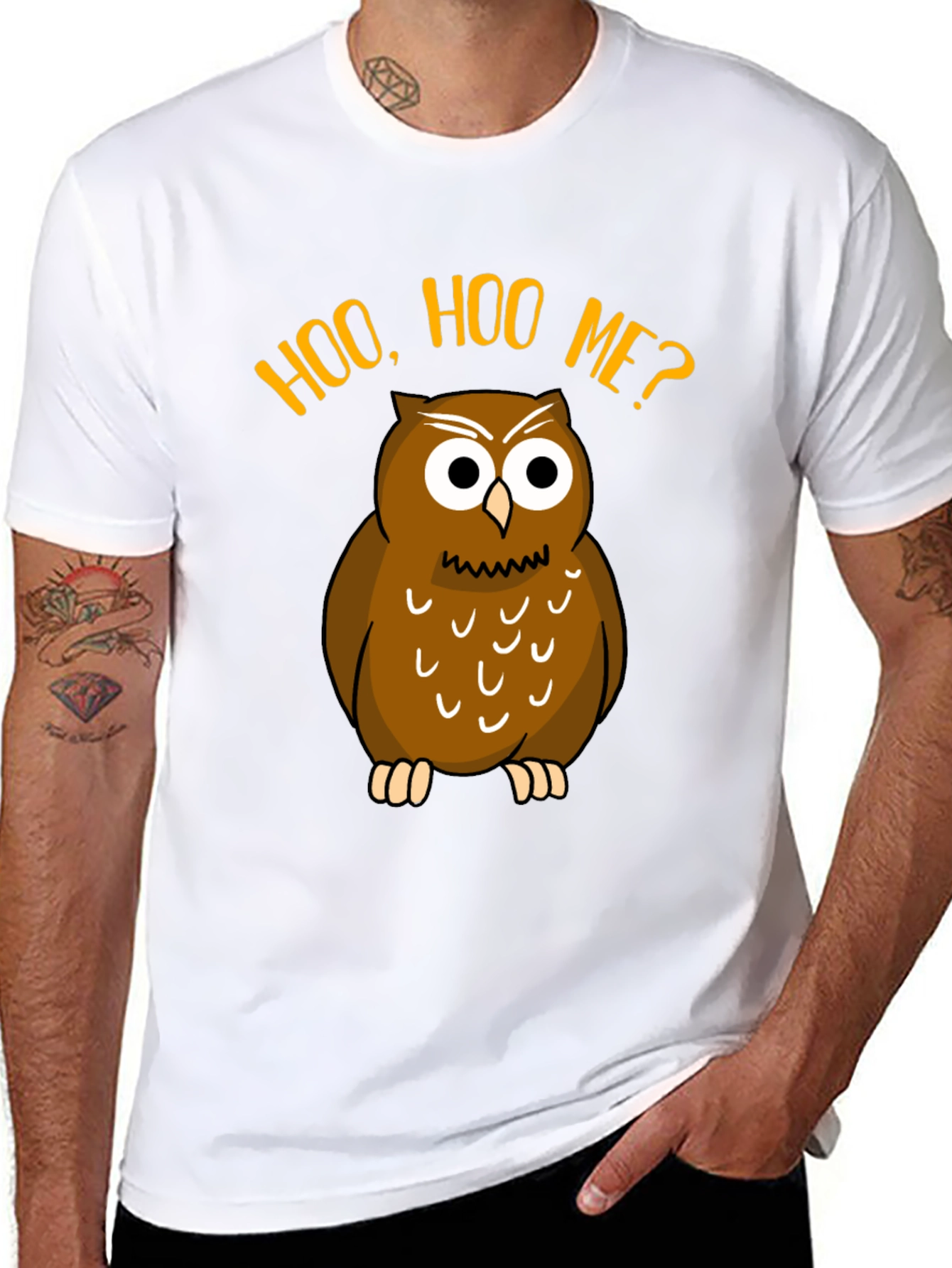Black Funny Owl Graphic T-Shirt - Hoo, Hoo Me? view 8